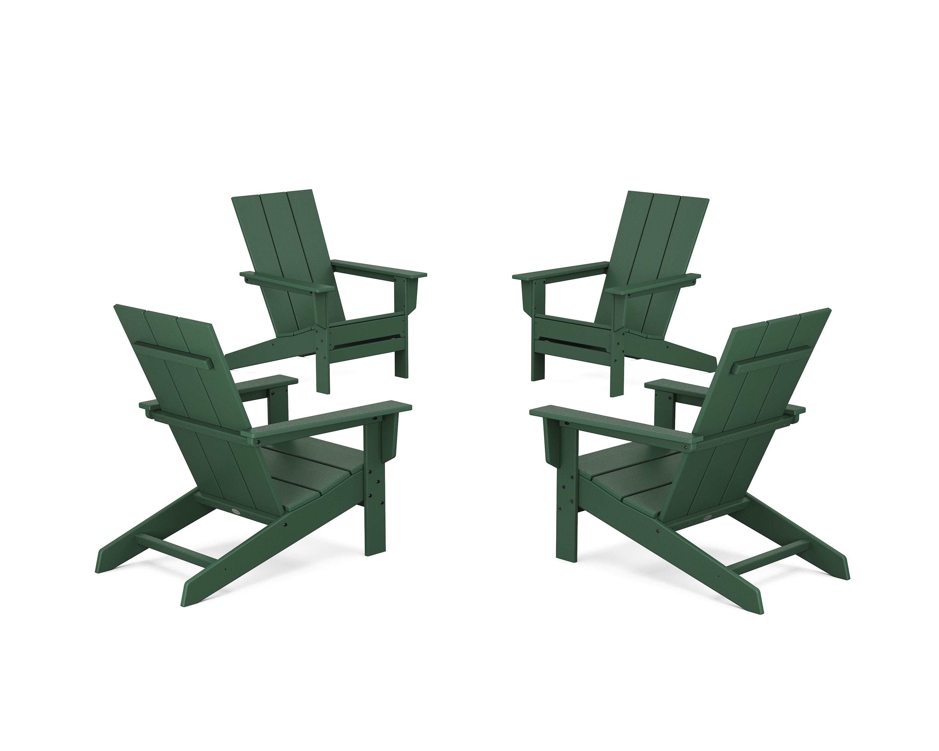 POLYWOOD 4-Piece Modern Studio Adirondack Chair Conversation Set in Green