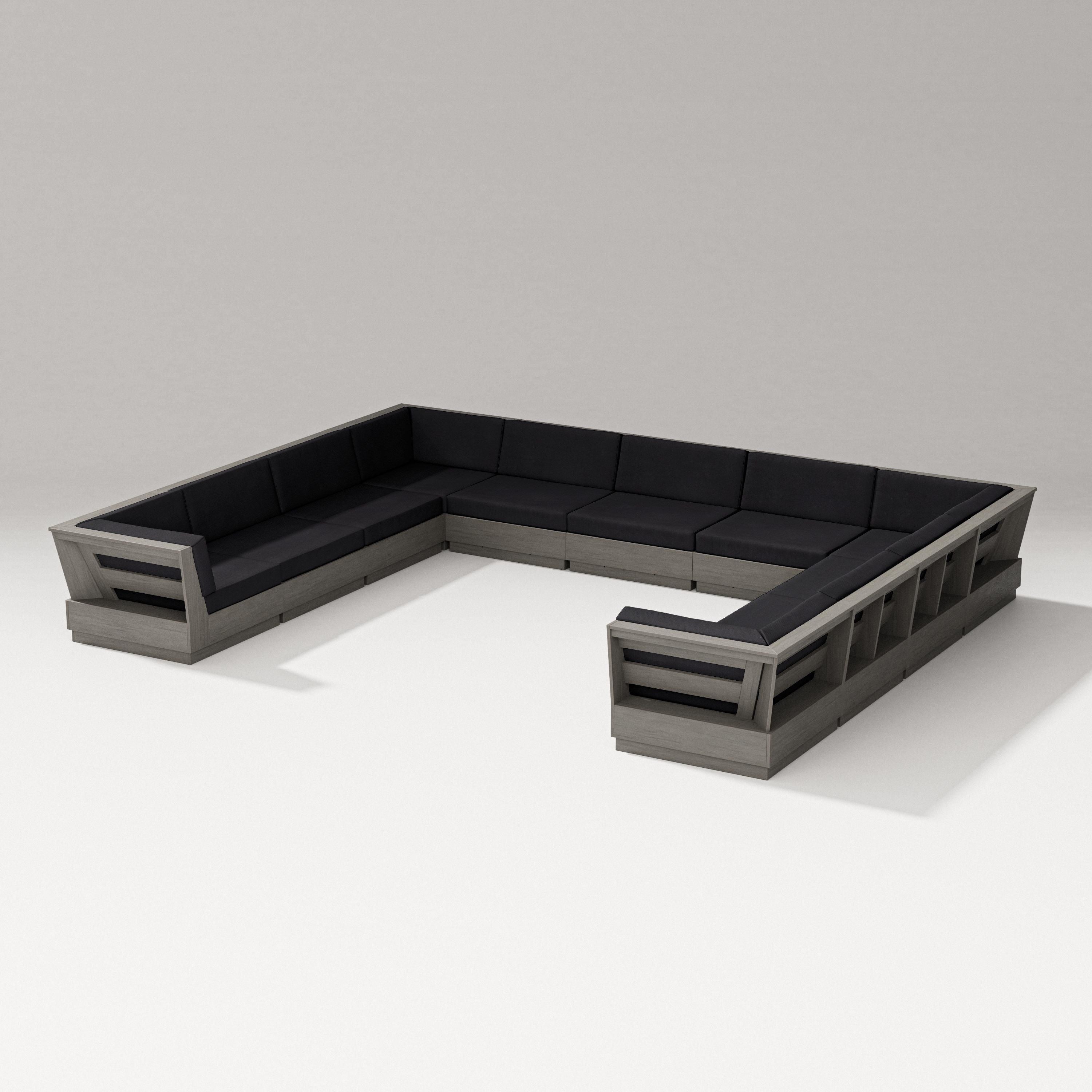 PW Designer Series Elevate Large U-Shaped Sectional in Driftwood / Midnight Linen