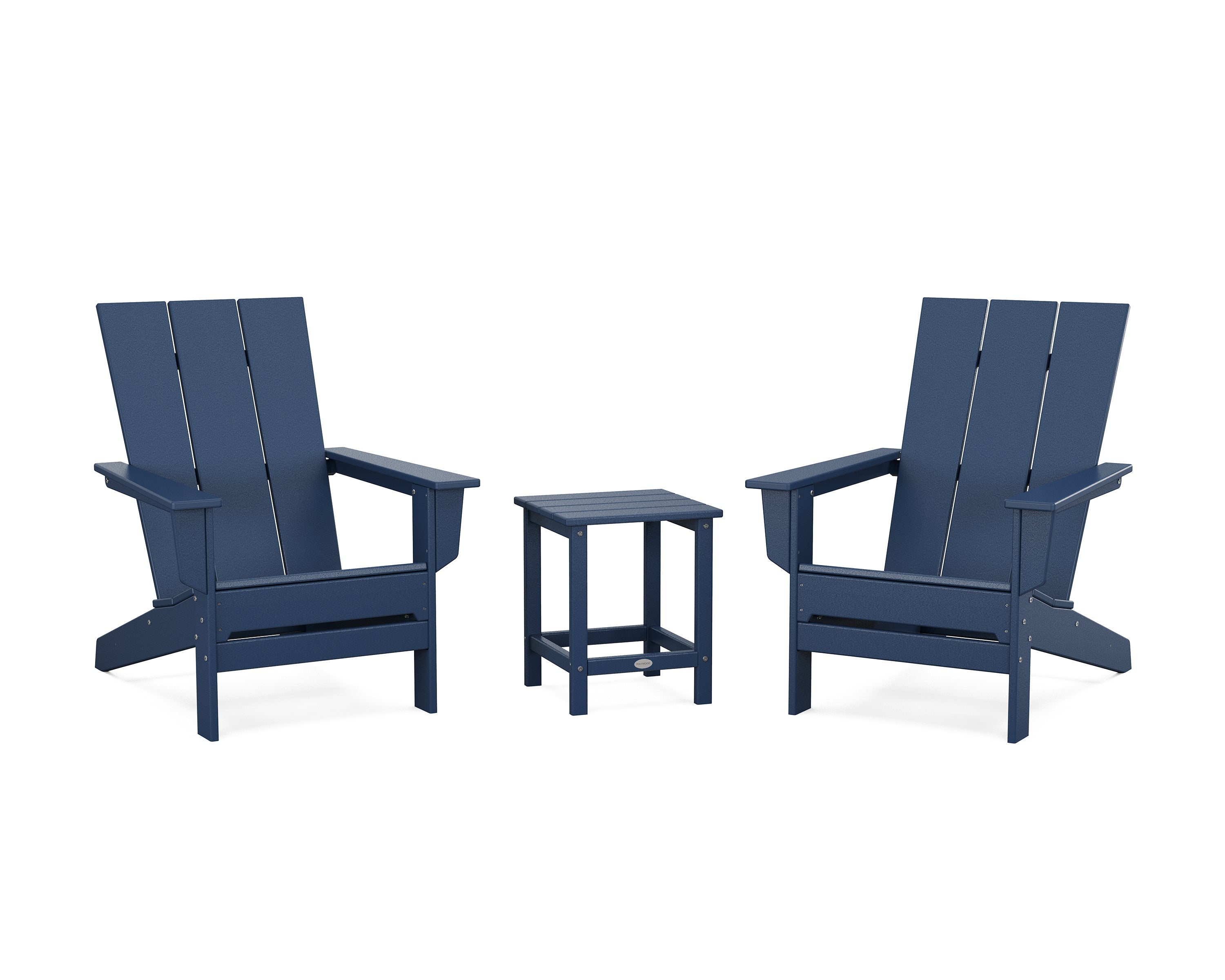 POLYWOOD 3-Piece Modern Studio Adirondack Set in Navy
