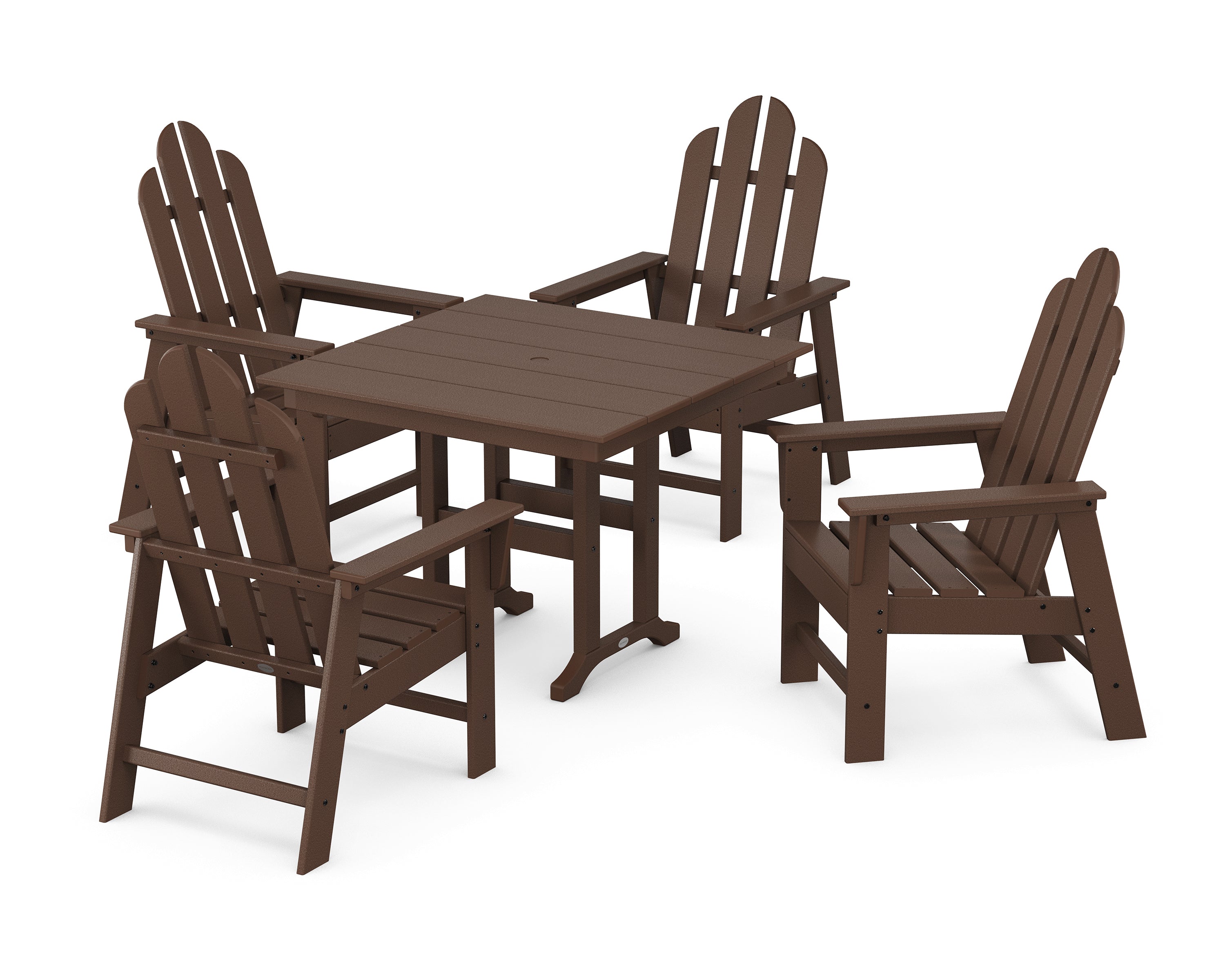 POLYWOOD® Long Island 5-Piece Farmhouse Dining Set in Mahogany