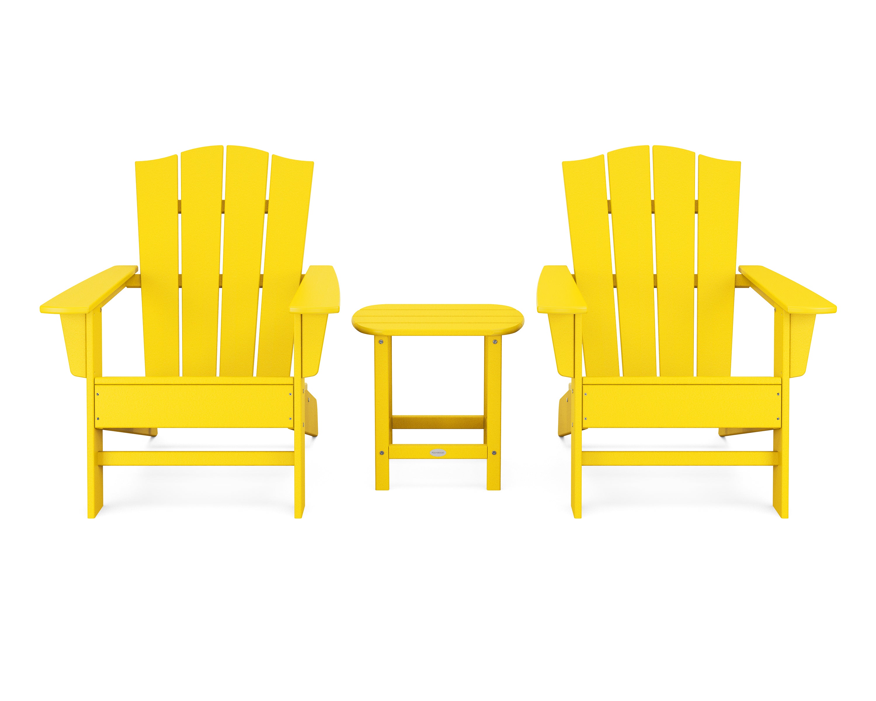 POLYWOOD Wave 3-Piece Adirondack Chair Set with The Crest Chairs in Lemon