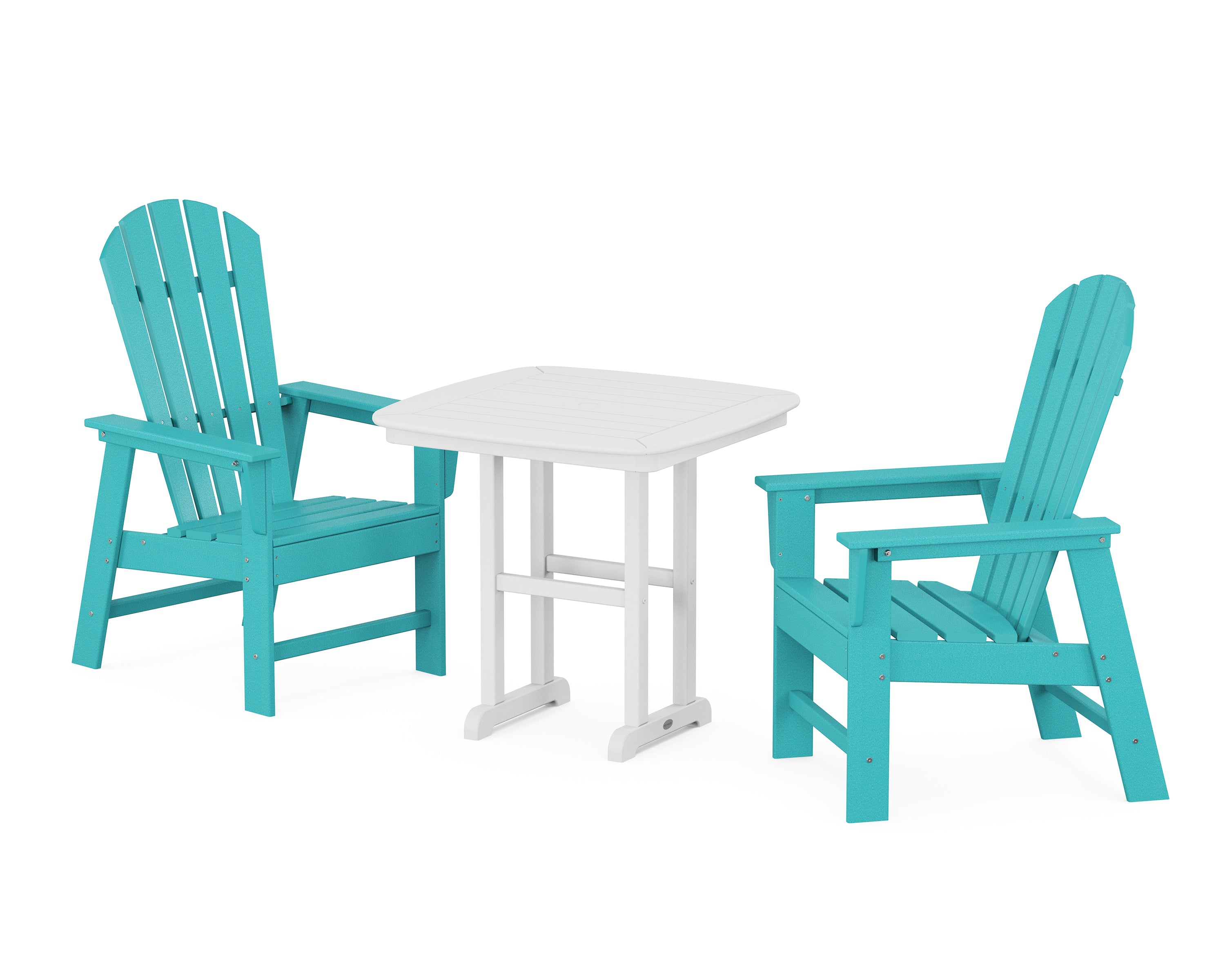 POLYWOOD South Beach 3-Piece Dining Set in Aruba / White