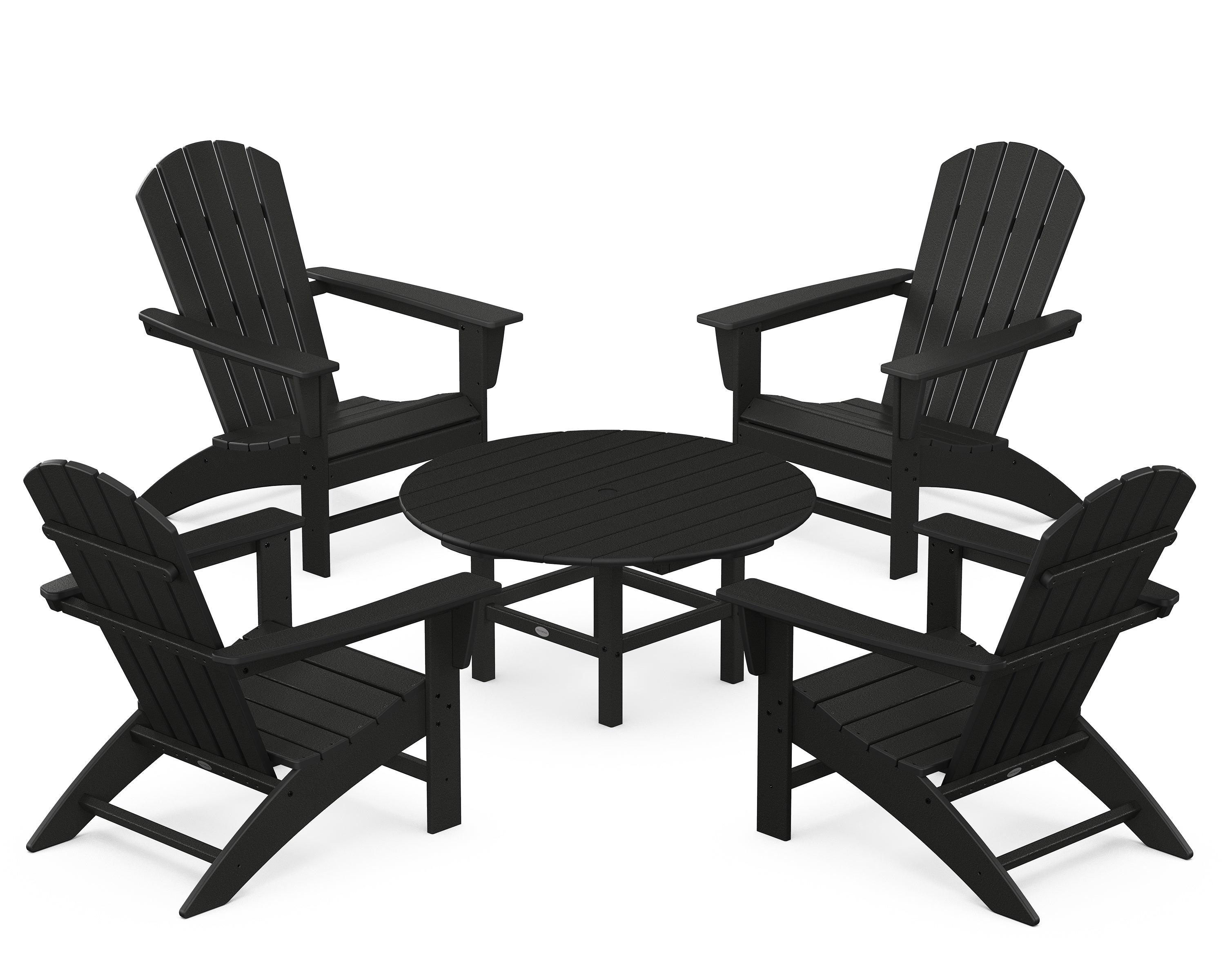 POLYWOOD® Nautical 5-Piece Adirondack Chair Conversation Set in Black