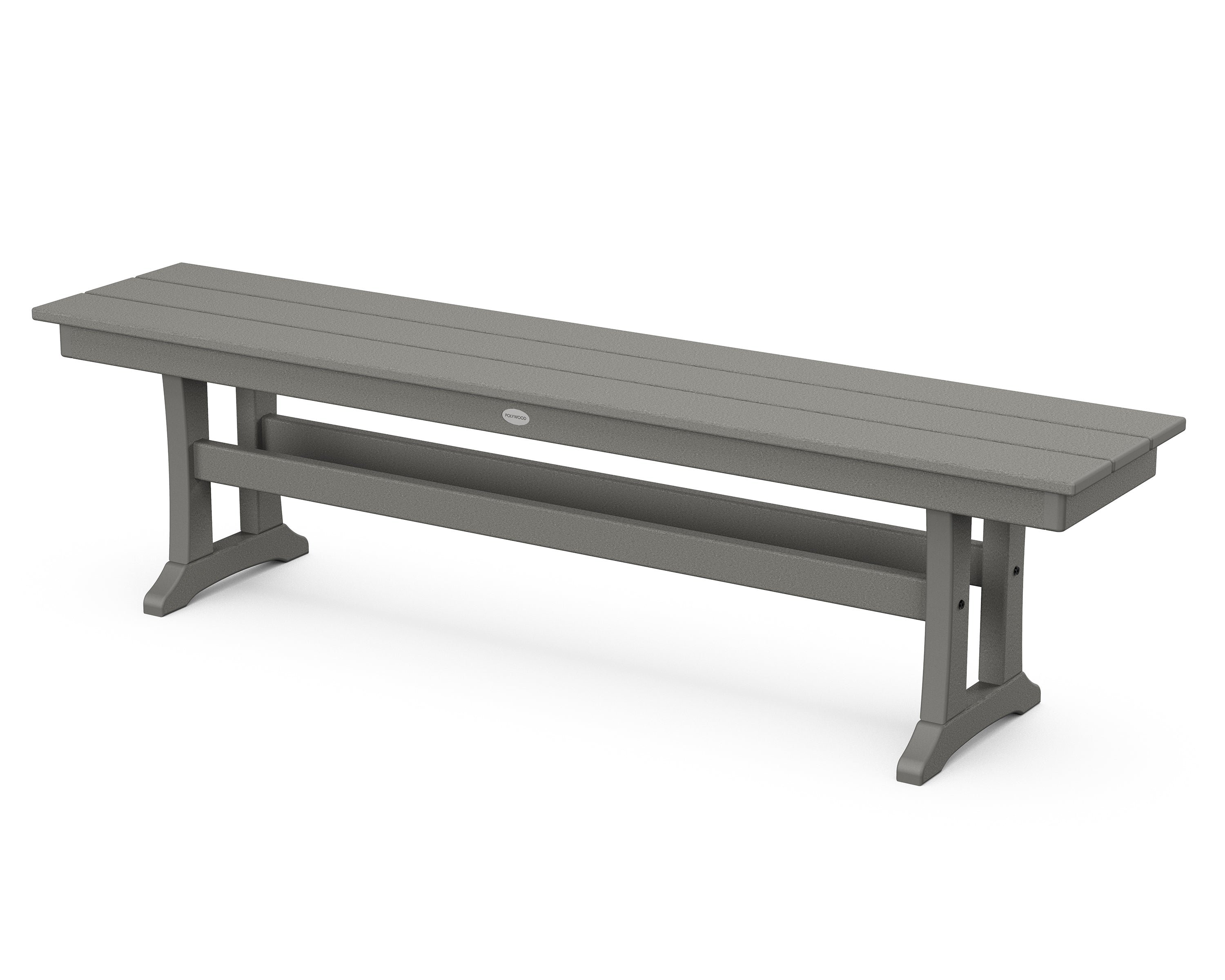 POLYWOOD® Farmhouse Trestle 65" Bench in Slate Grey