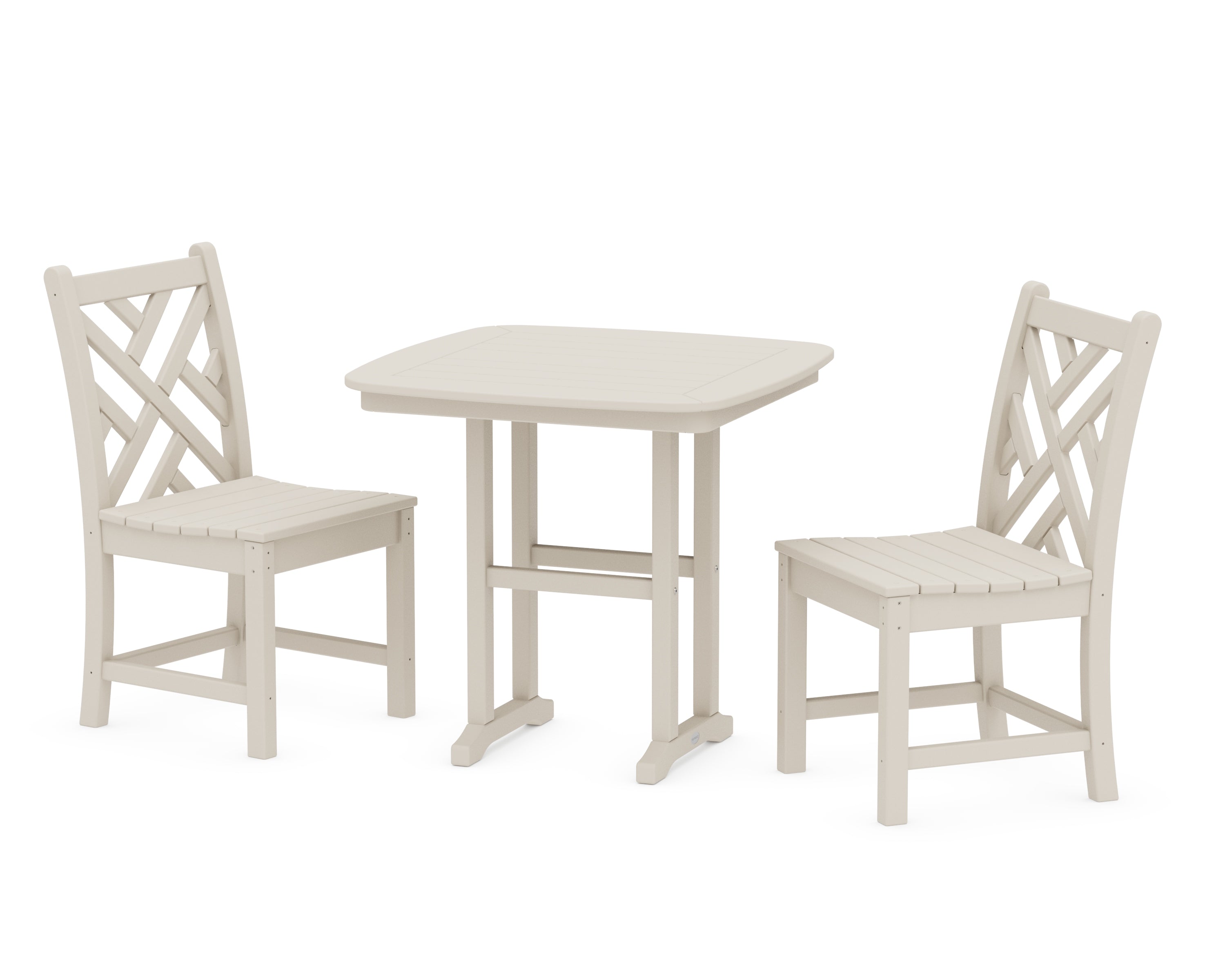 POLYWOOD Chippendale Side Chair 3-Piece Dining Set in Sand