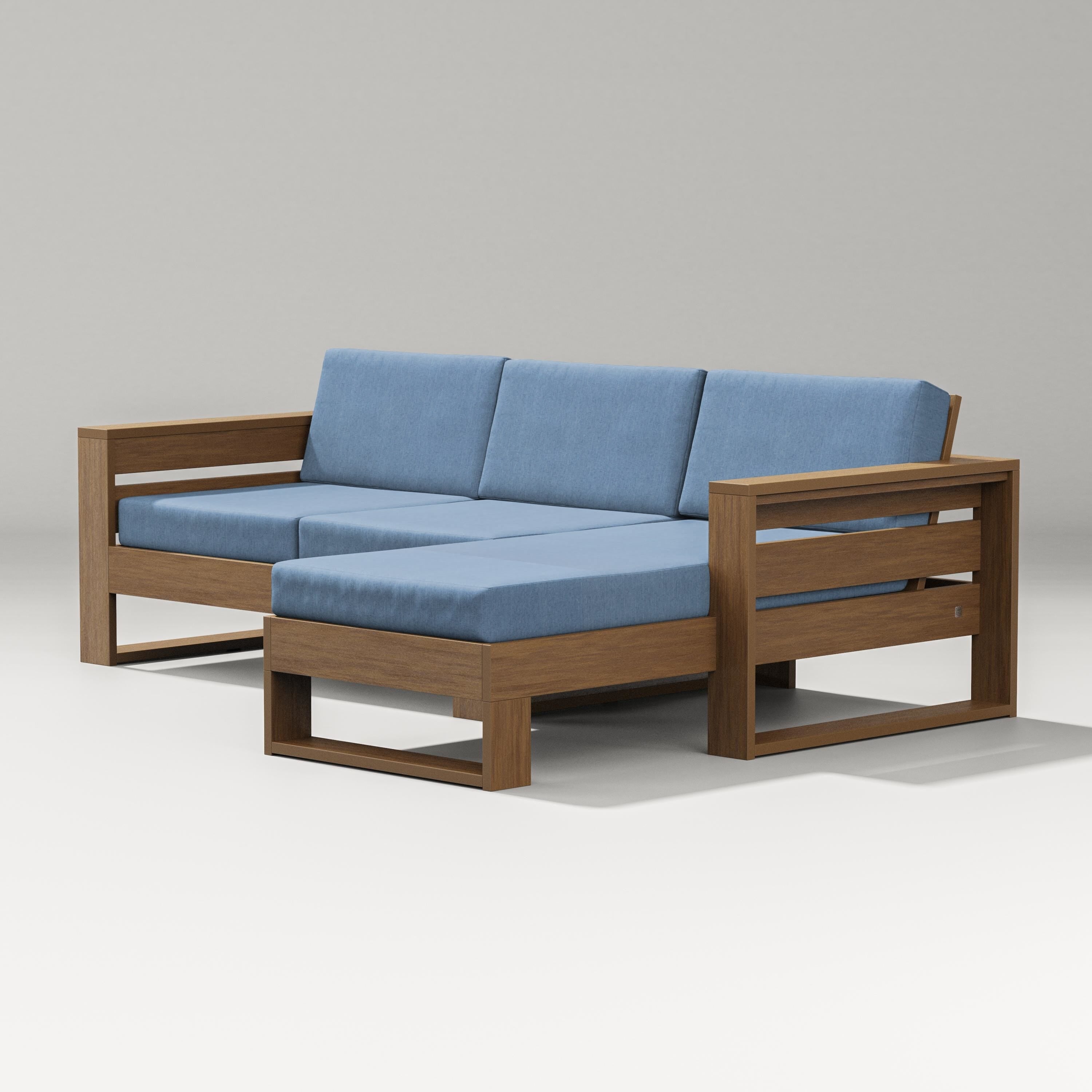 PW Designer Series Latitude Right Chaise Sectional in Natural / Sky Blue