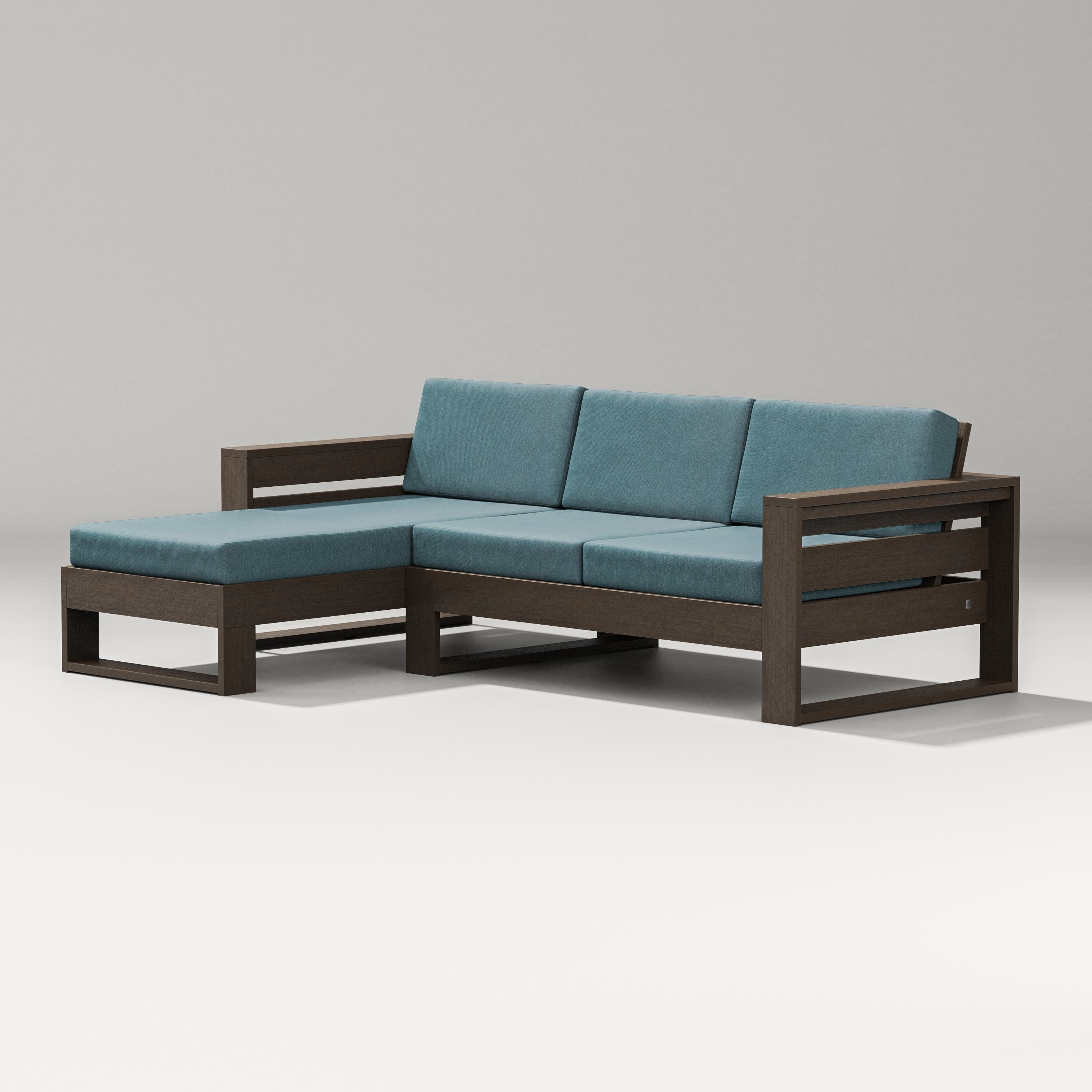 PW Designer Series Latitude Left Chaise Sectional in Kona / Ocean Teal