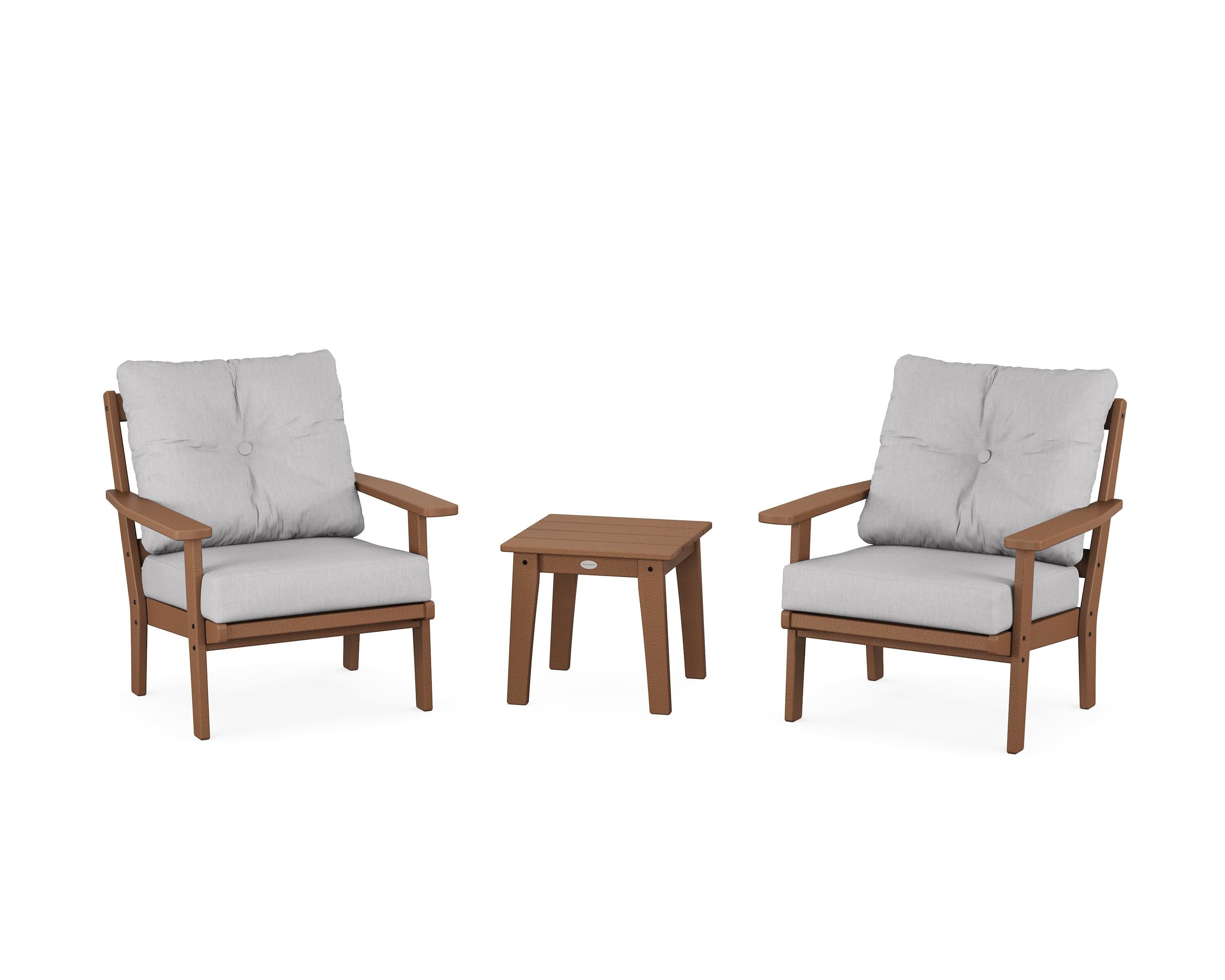 POLYWOOD Oxford 3-Piece Deep Seating Set in Teak / Granite