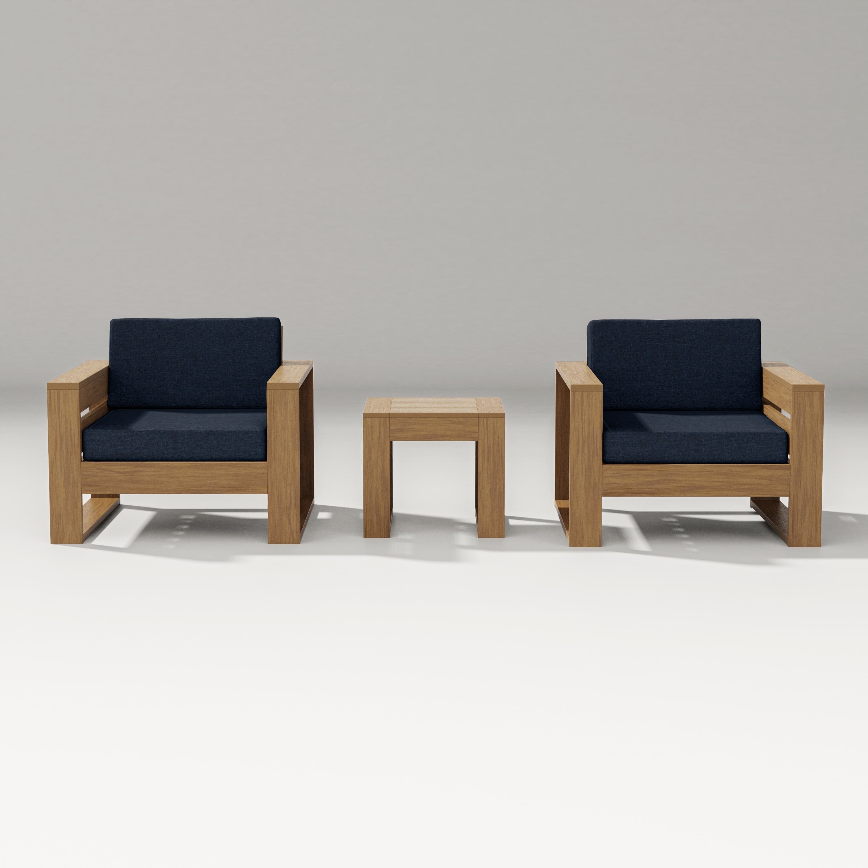 PW Designer Series Latitude 3-Piece Lounge Chair Set in Natural / Marine Indigo