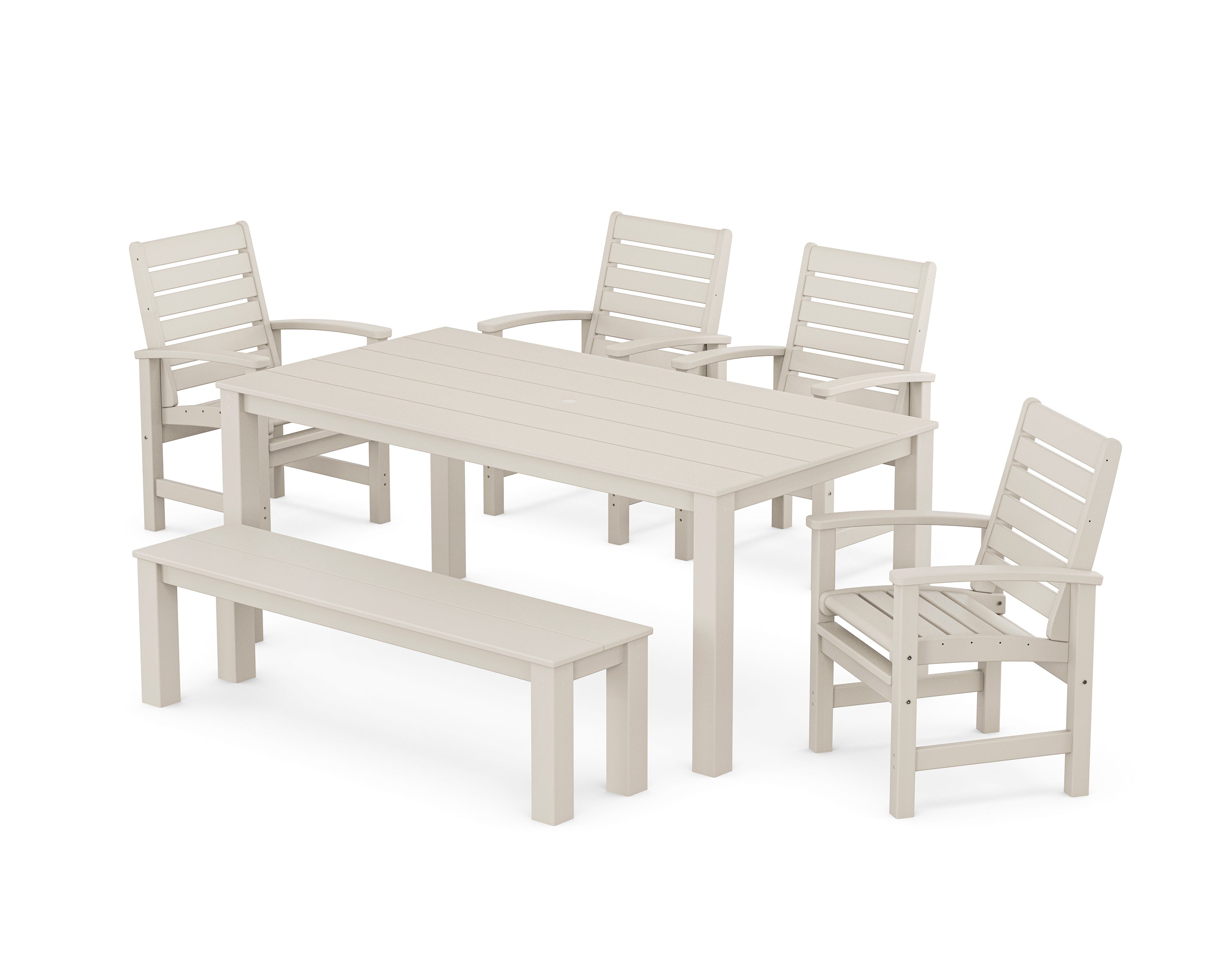 POLYWOOD Signature 6-Piece Parsons Dining Set with Bench in Sand