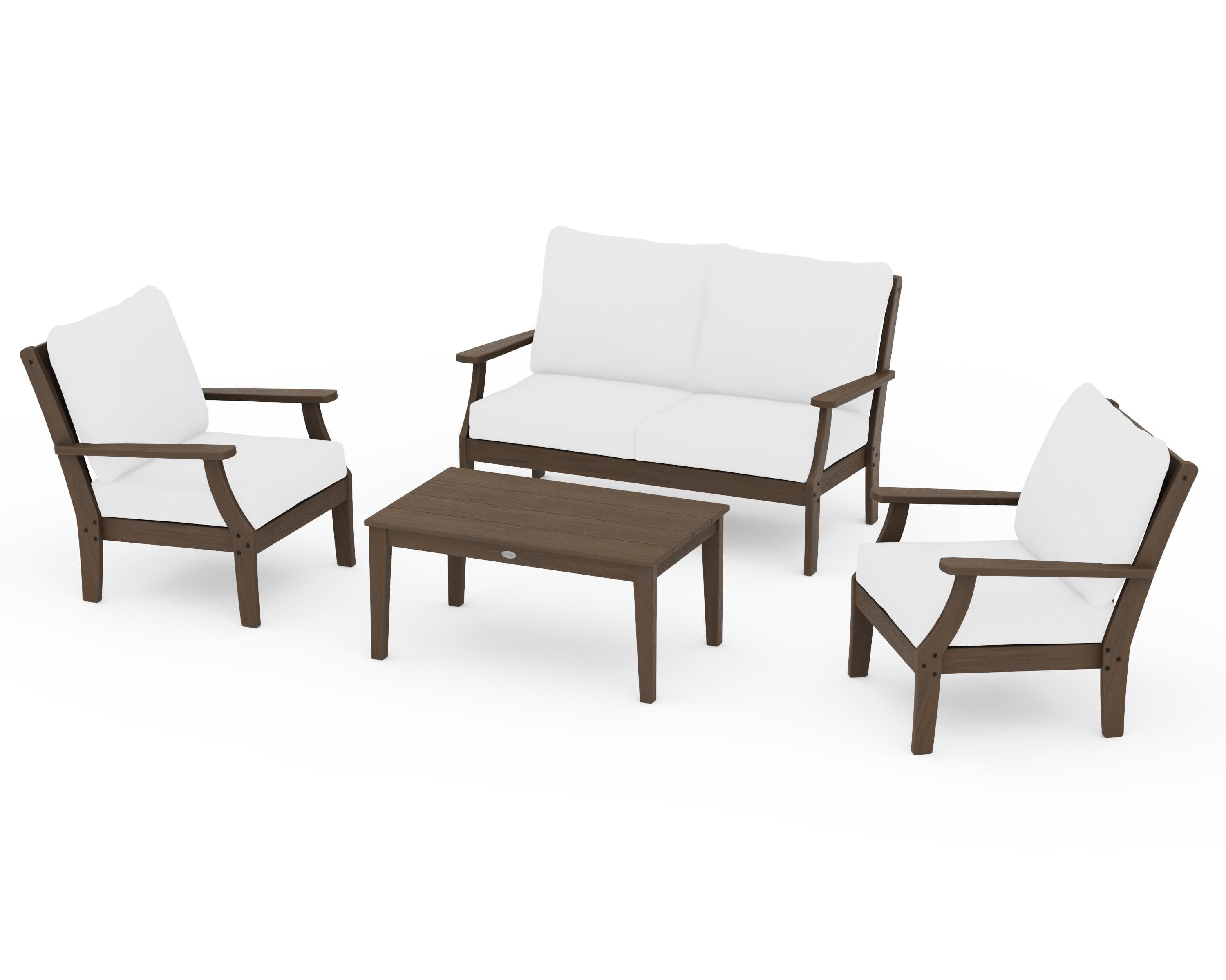 POLYWOOD Braxton 4-Piece Deep Seating Chair Set in Kona / Natural