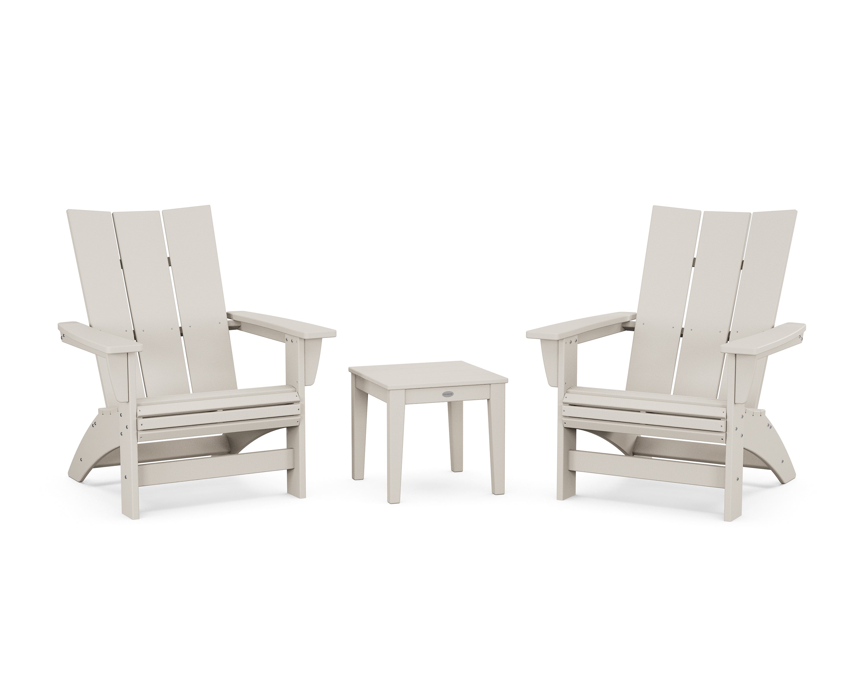 POLYWOOD 3-Piece Modern Grand Adirondack Set in Sand