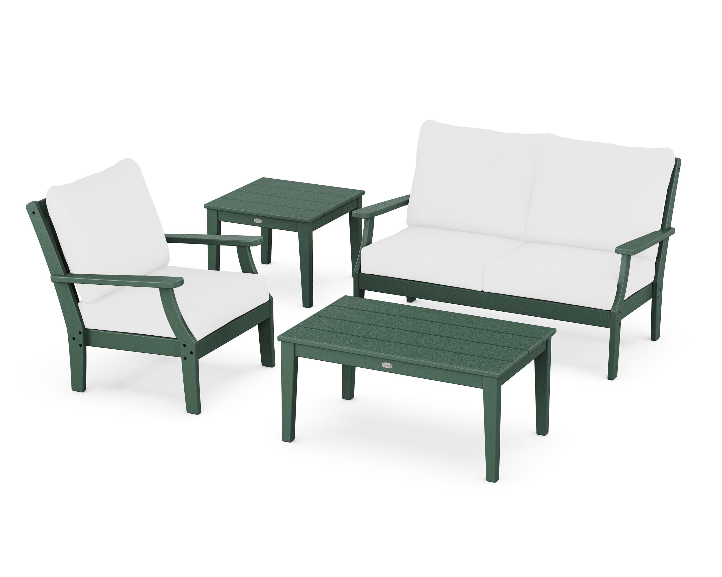 POLYWOOD Braxton 4-Piece Deep Seating Set in Green / Natural