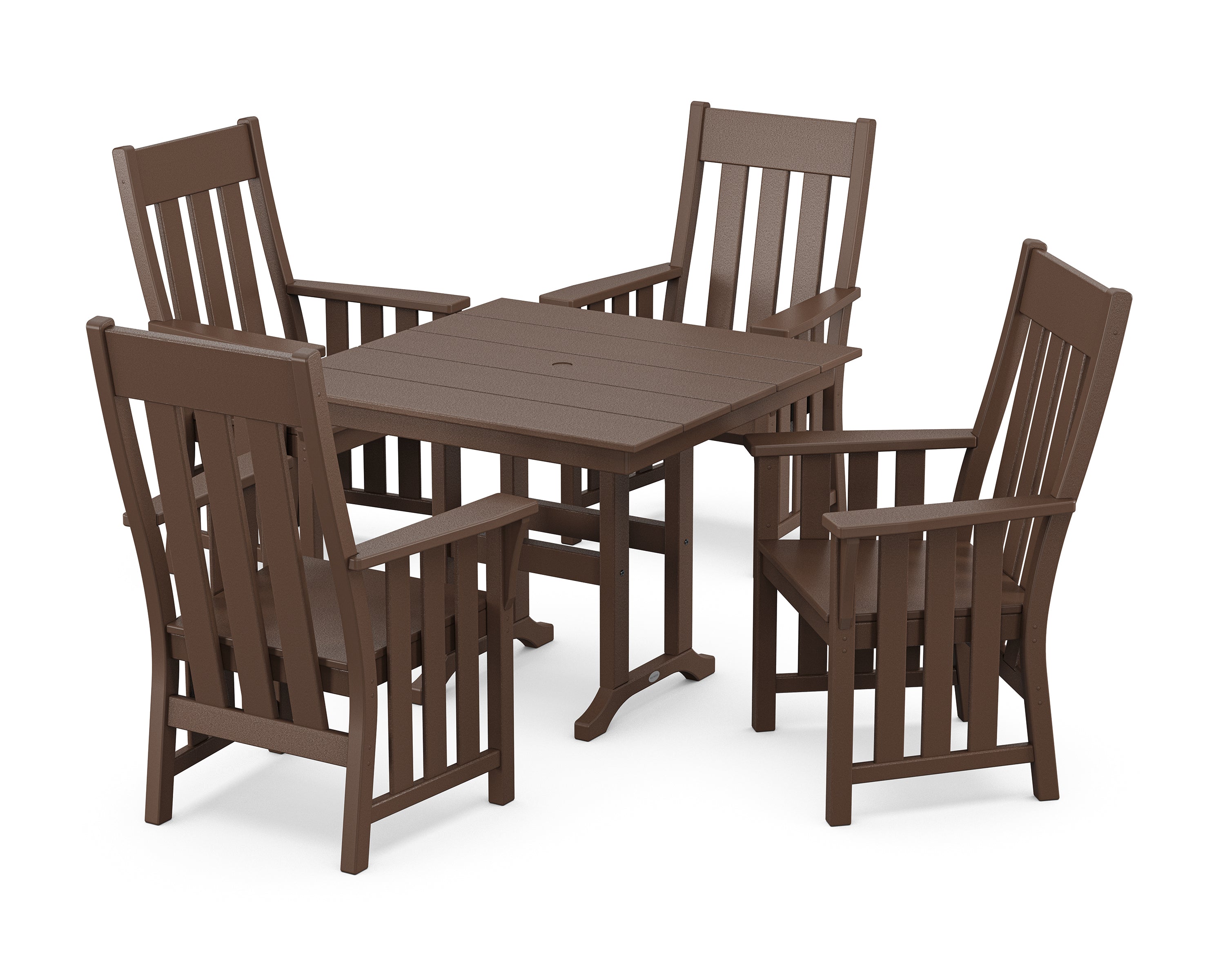 Martha Stewart by POLYWOOD Acadia 5-Piece Farmhouse Dining Set in Mahogany