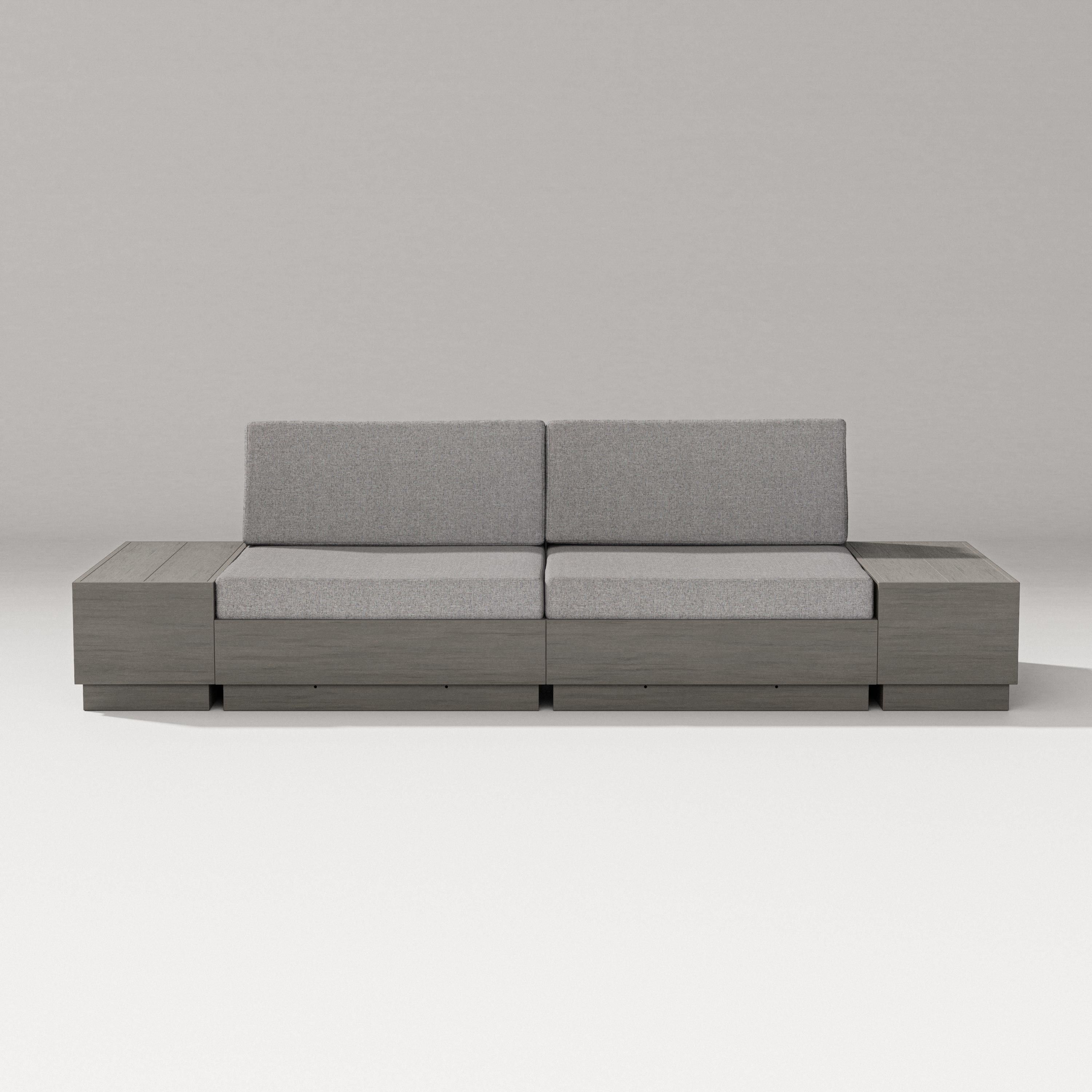 PW Designer Series Elevate 4-Piece Loveseat Sectional in Driftwood / Grey Mist