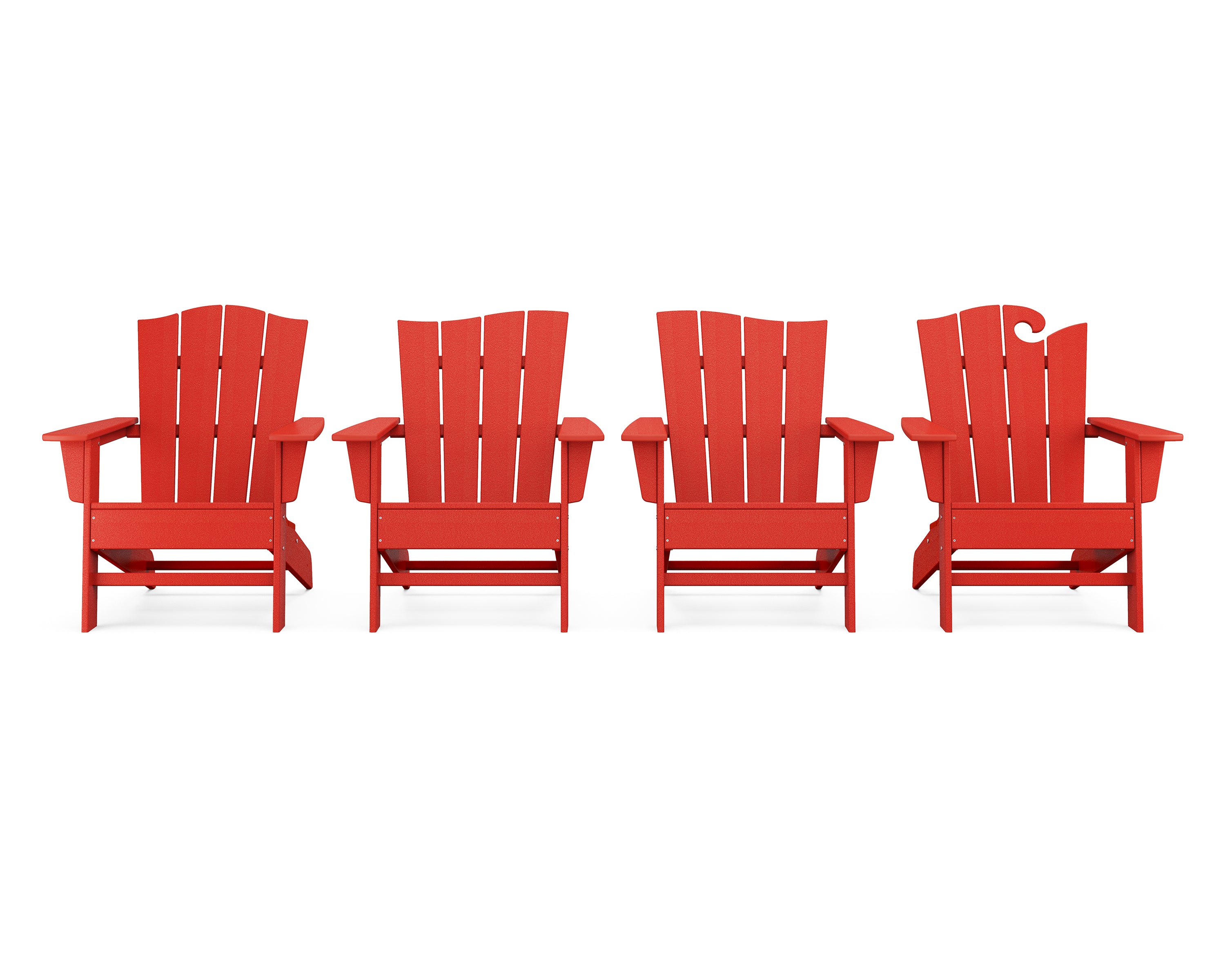 POLYWOOD® Wave Collection 4-Piece Adirondack Chair Set in Sunset Red