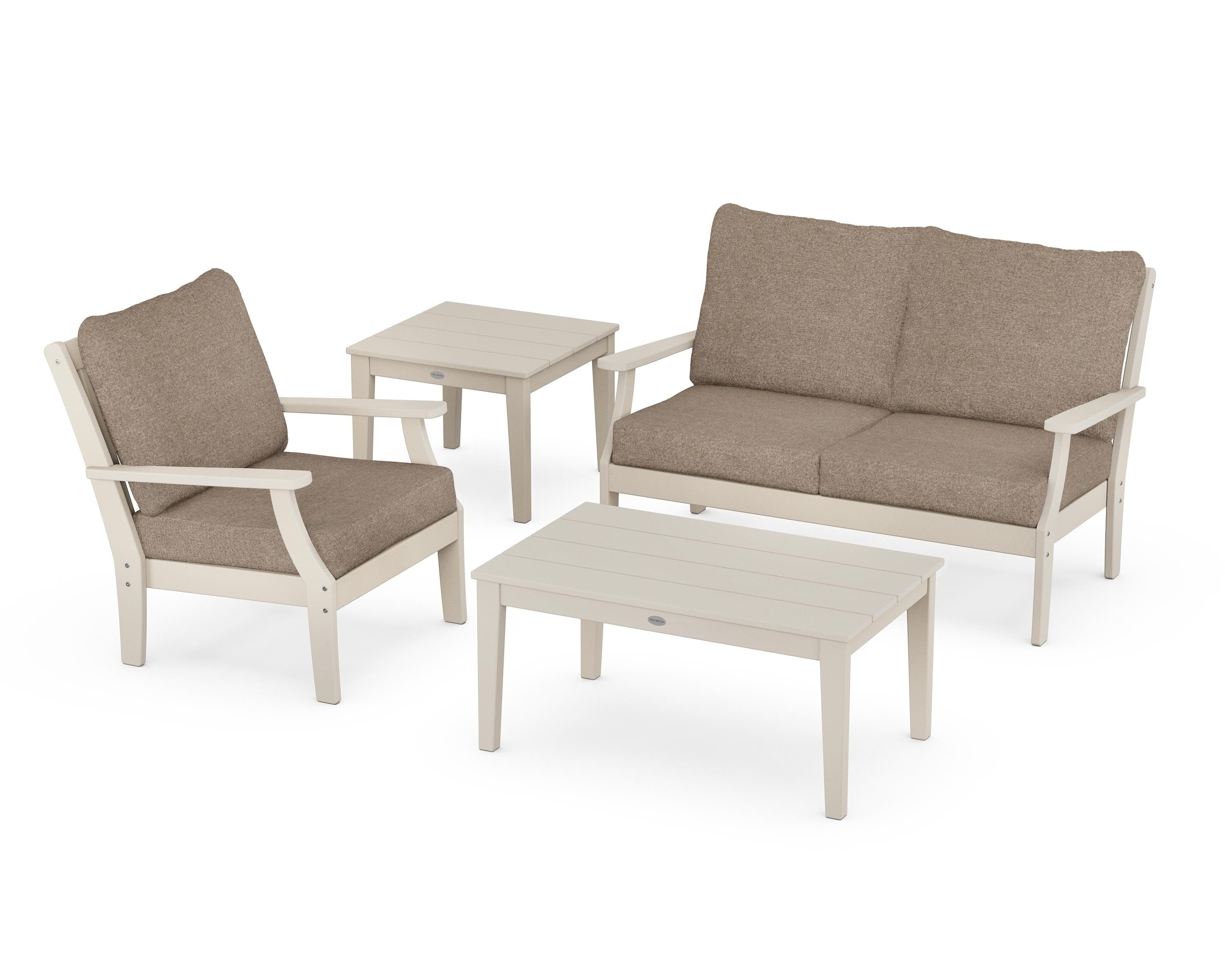 POLYWOOD Braxton 4-Piece Deep Seating Set in Sand / Spiced Burlap