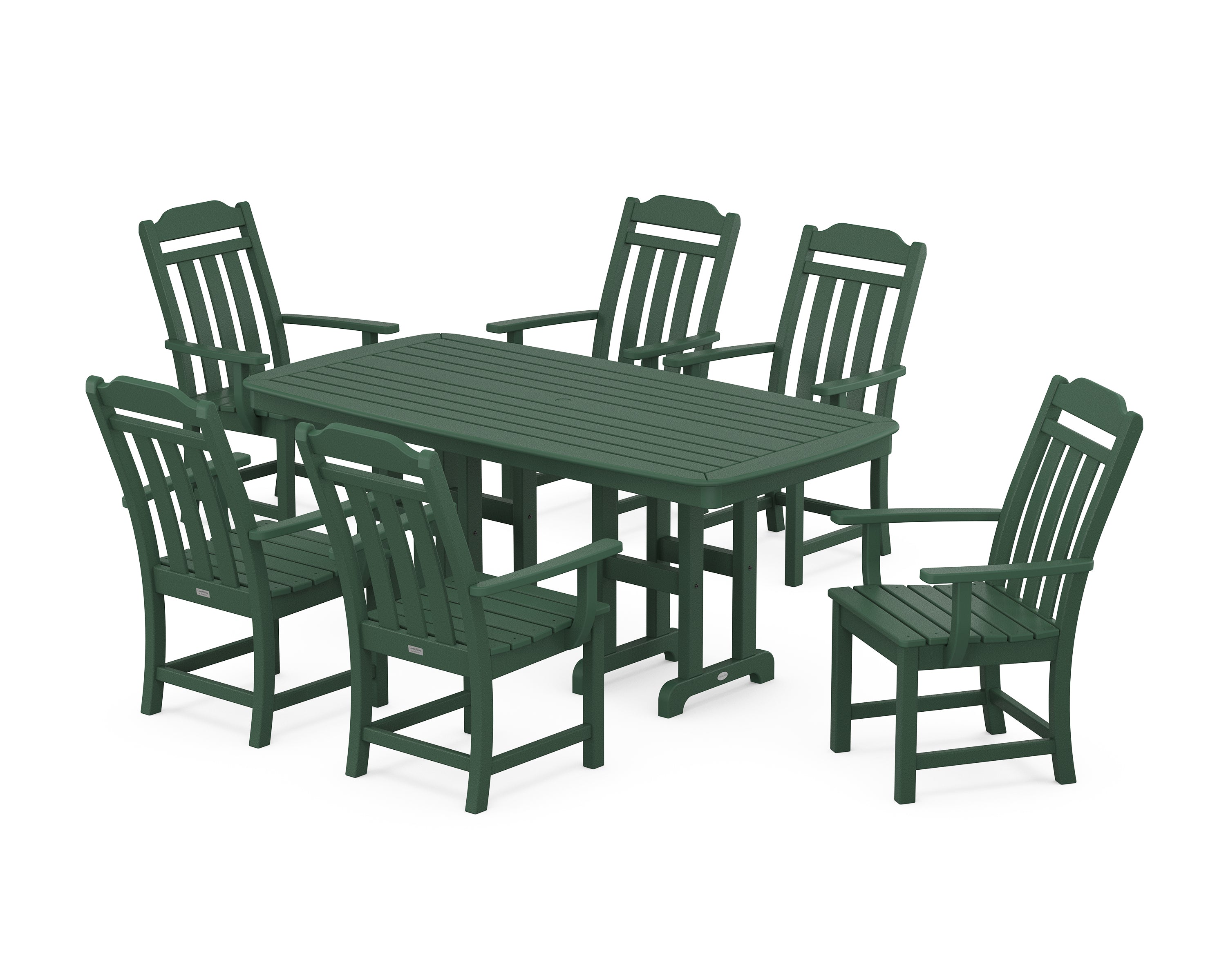 Polywood Country Living Arm Chair 7-Piece Dining Set in Green