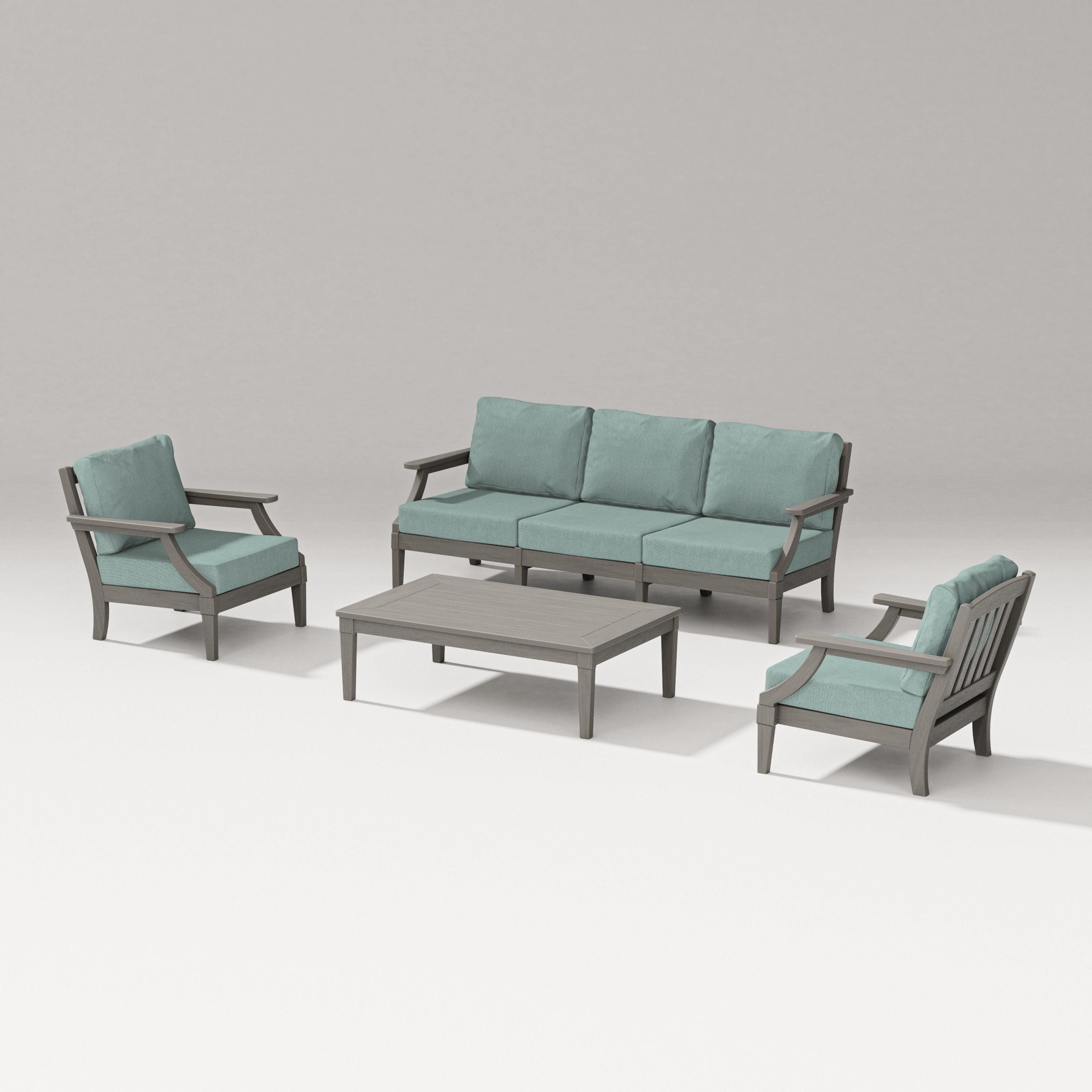 PW Designer Series Estate 4-Piece Lounge Sofa Set in Driftwood / Glacier Spa