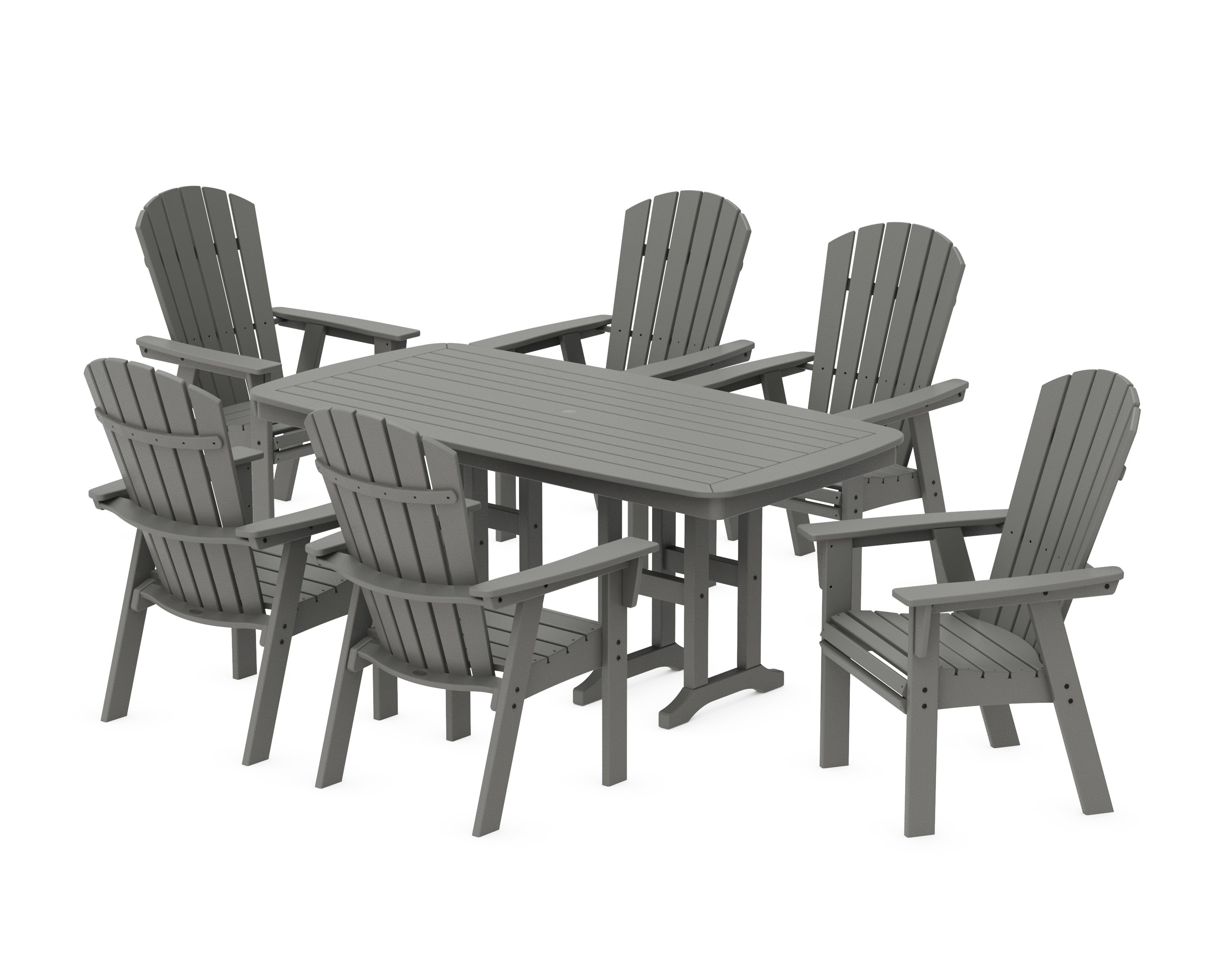 POLYWOOD Nautical Curveback Adirondack 7-Piece Dining Set in Slate Grey