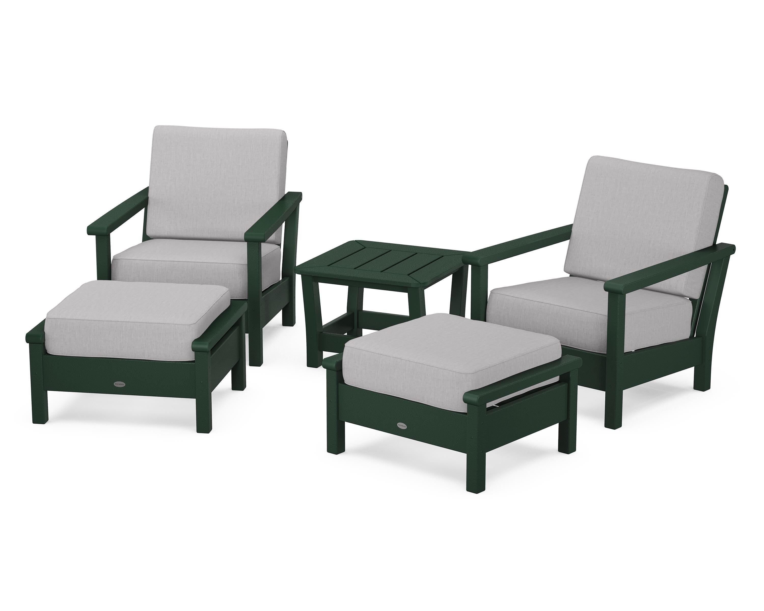 POLYWOOD Harbour 5-Piece Deep Seating Chair Set in Green / Granite