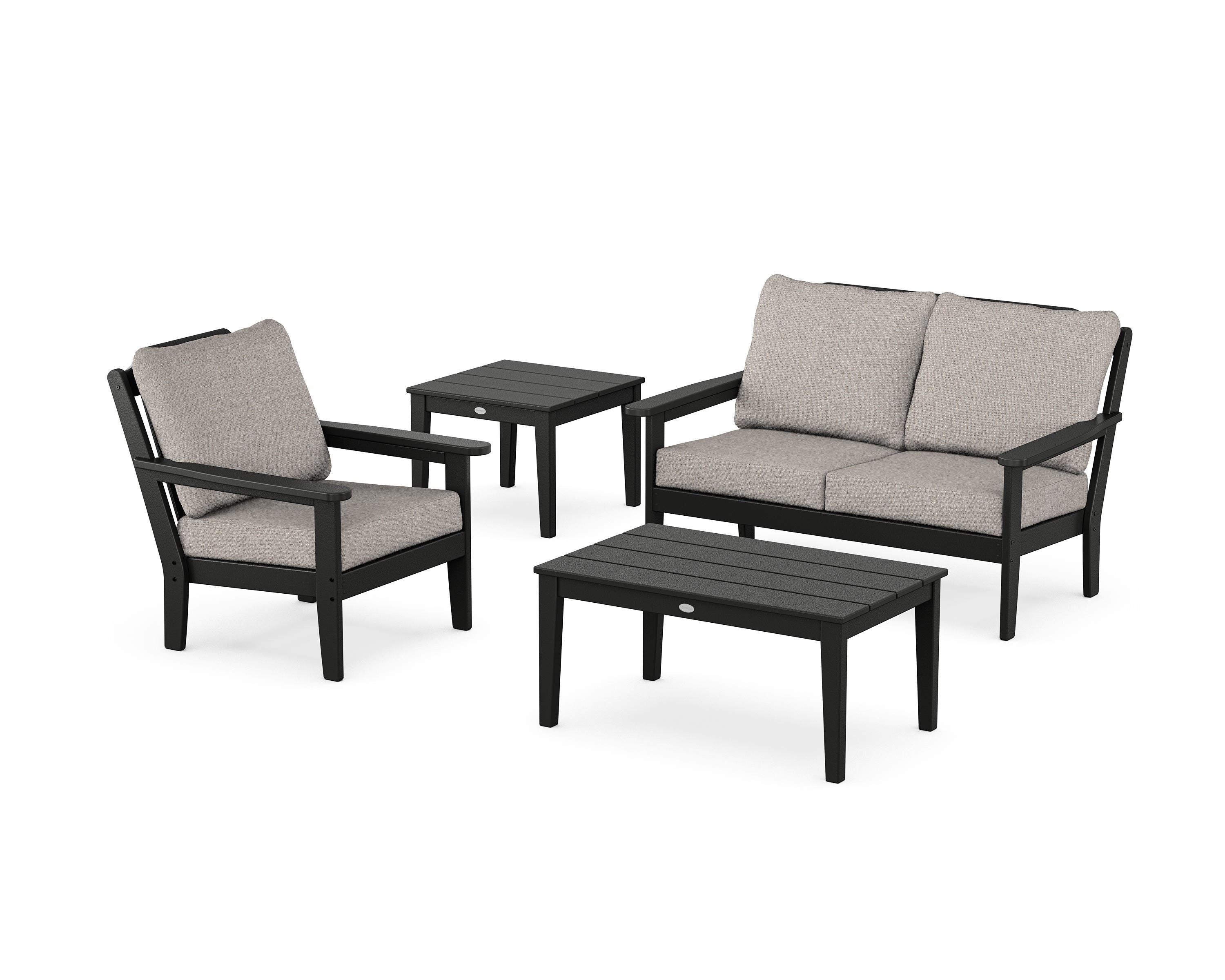 Country Living Wovendale 4-Piece Deep Seating Set in Black / Weathered Tweed