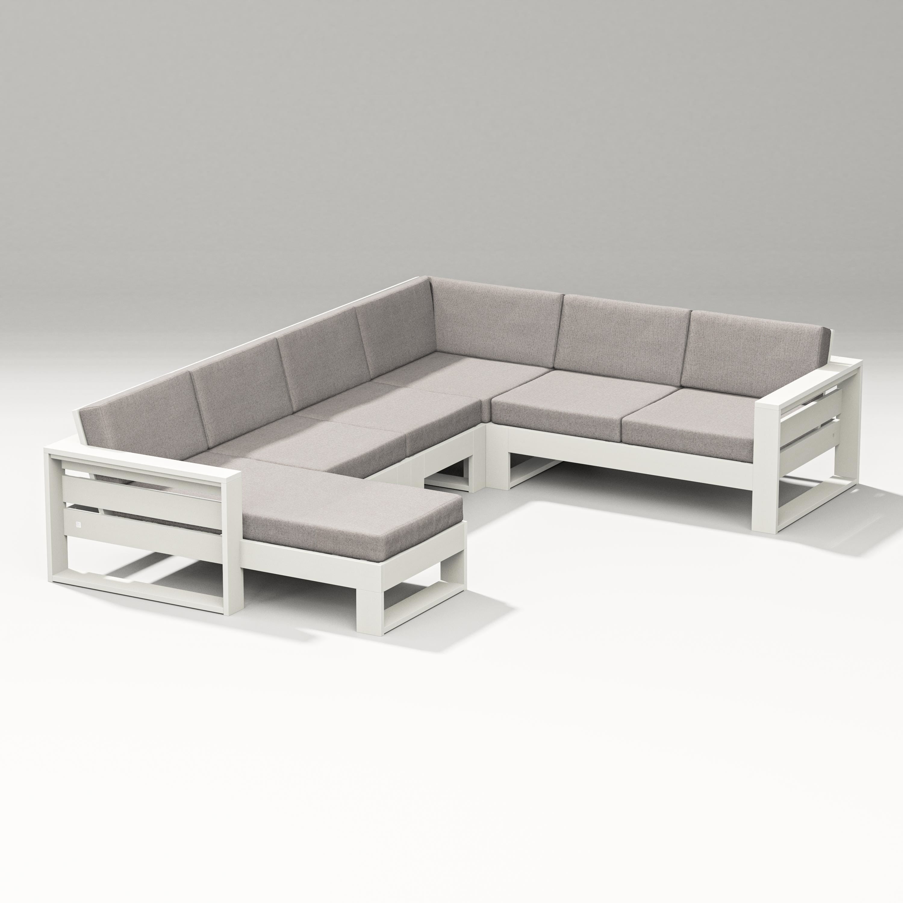 PW Designer Series Latitude Corner Sectional with Left Chaise in Vintage White / Weathered Tweed