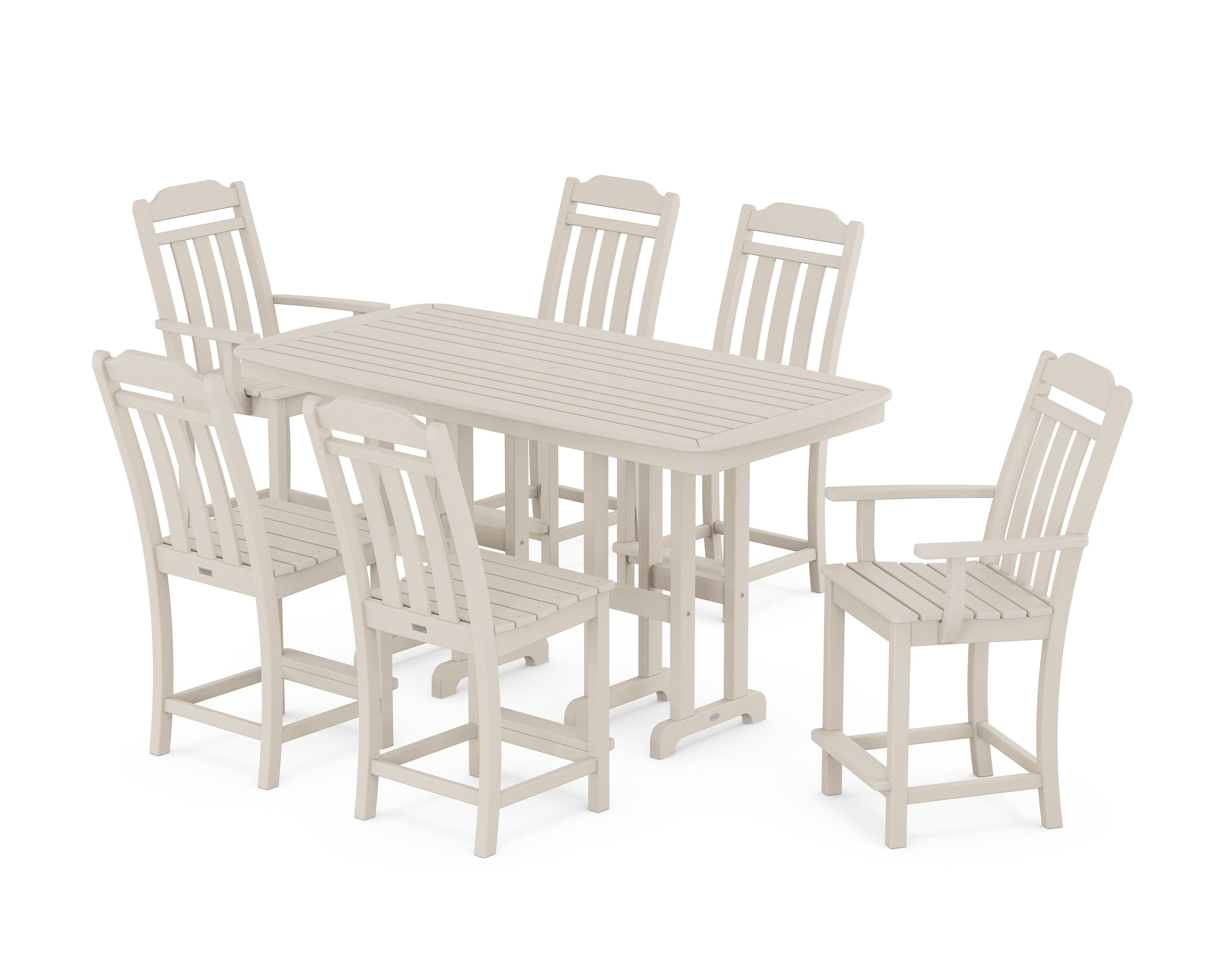POLYWOOD Country Living 7-Piece Counter Set in Sand
