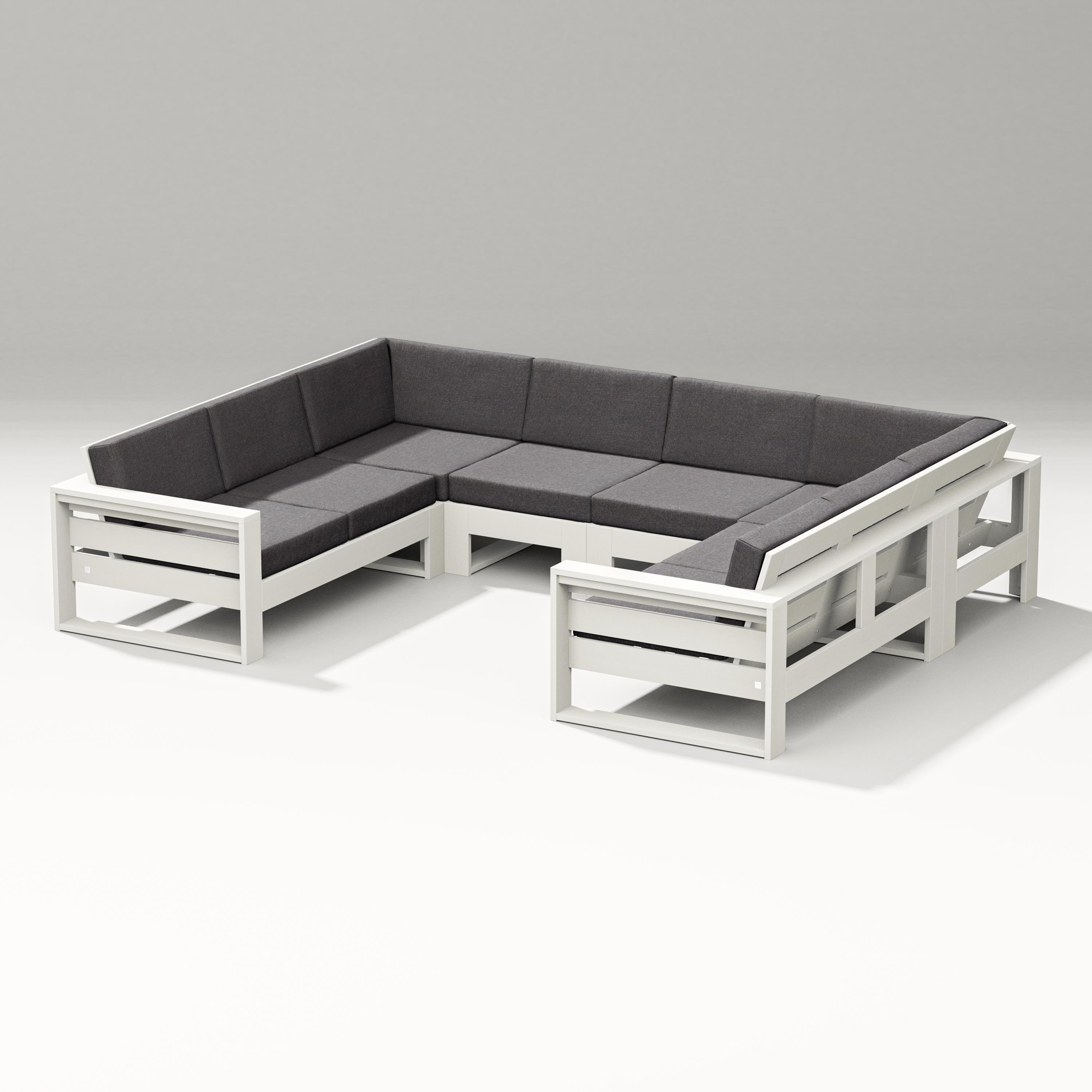 PW Designer Series Latitude U-Shaped Sectional in Vintage White / Ash Charcoal