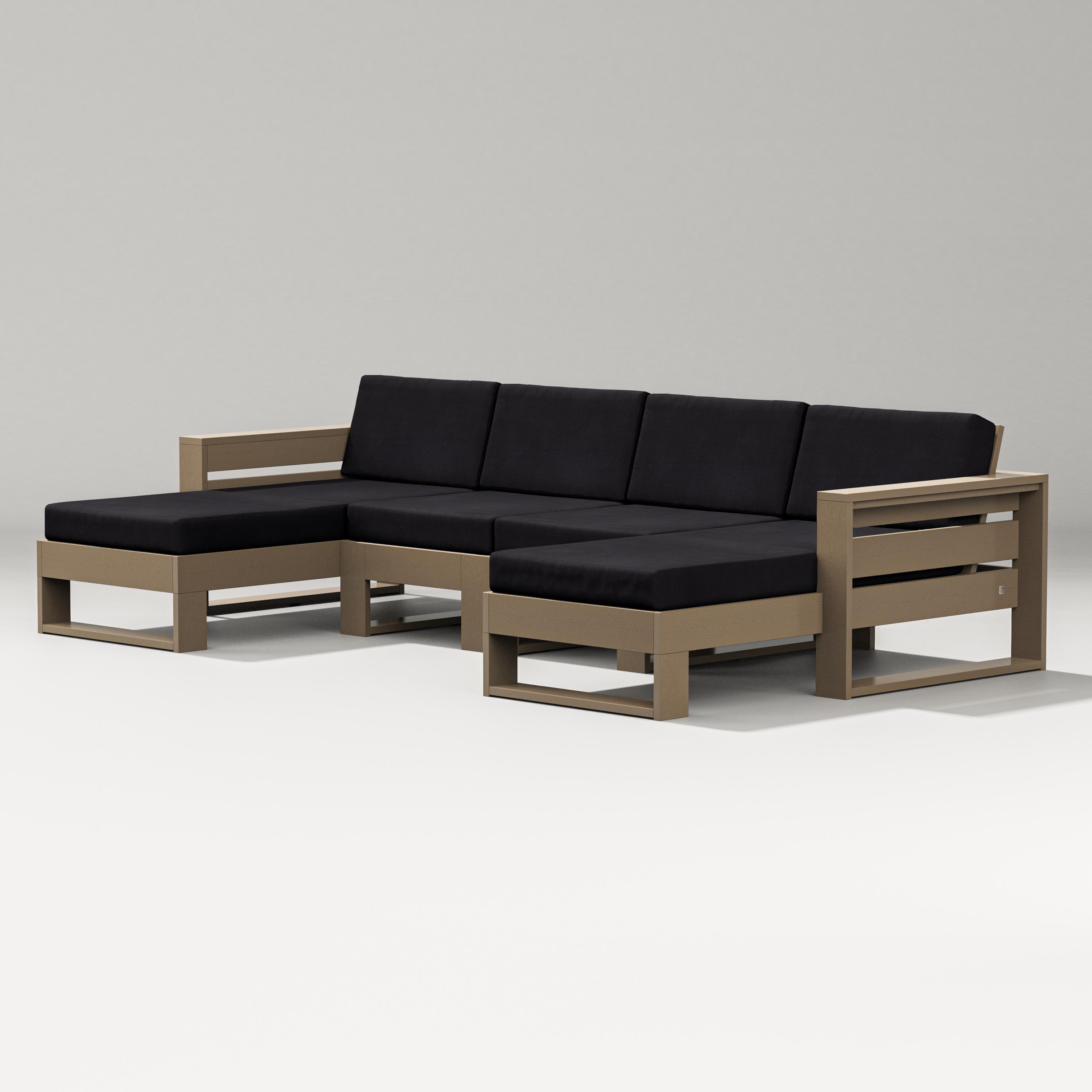 PW Designer Series Latitude Double Chaise Sectional in Vintage Sahara / Midnight Linen