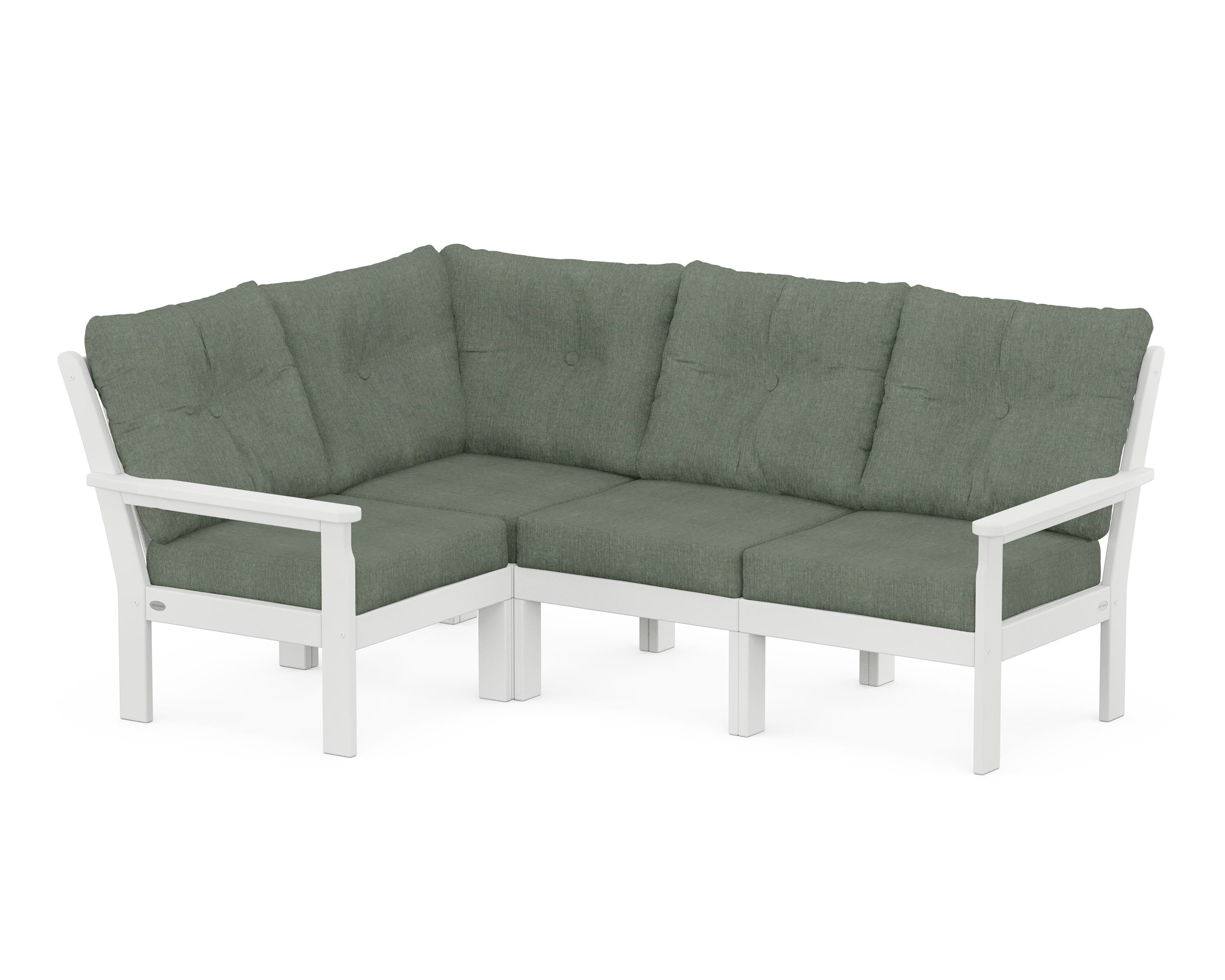 POLYWOOD Vineyard 4-Piece Sectional in White / Cast Sage