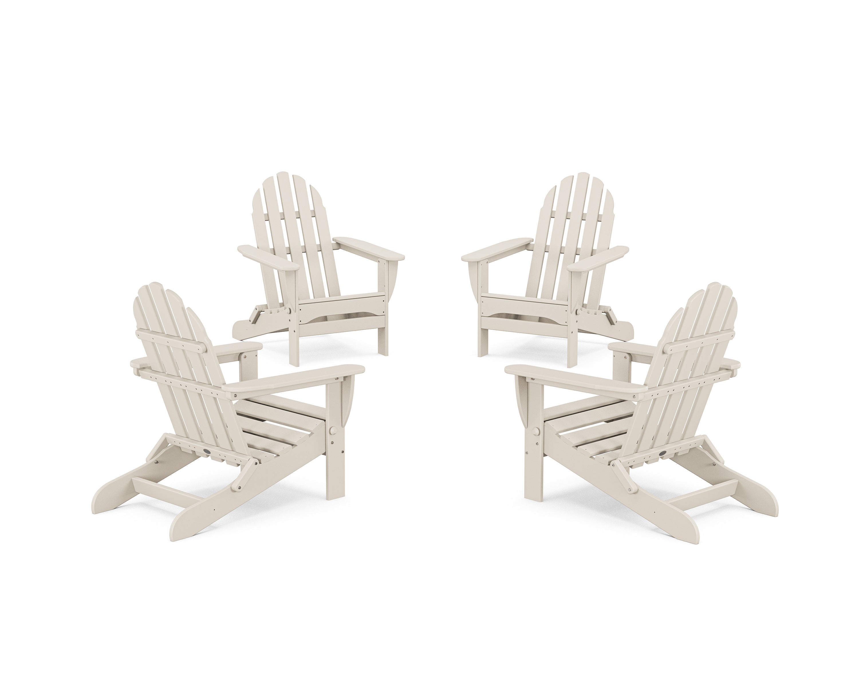 POLYWOOD 4-Piece Classic Folding Adirondack Conversation Set in Sand