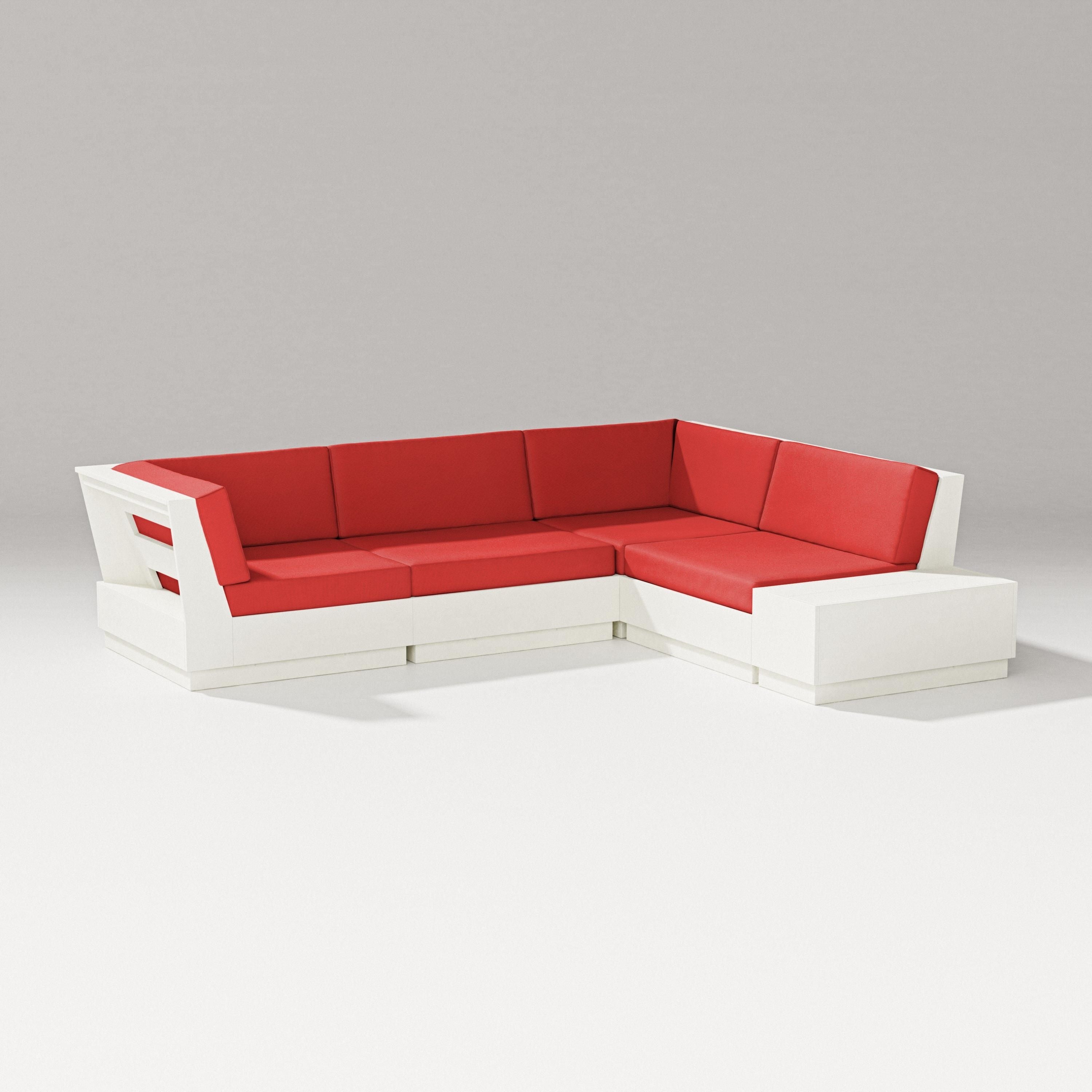 PW Designer Series Elevate Corner Sectional in Vintage White / Crimson Linen