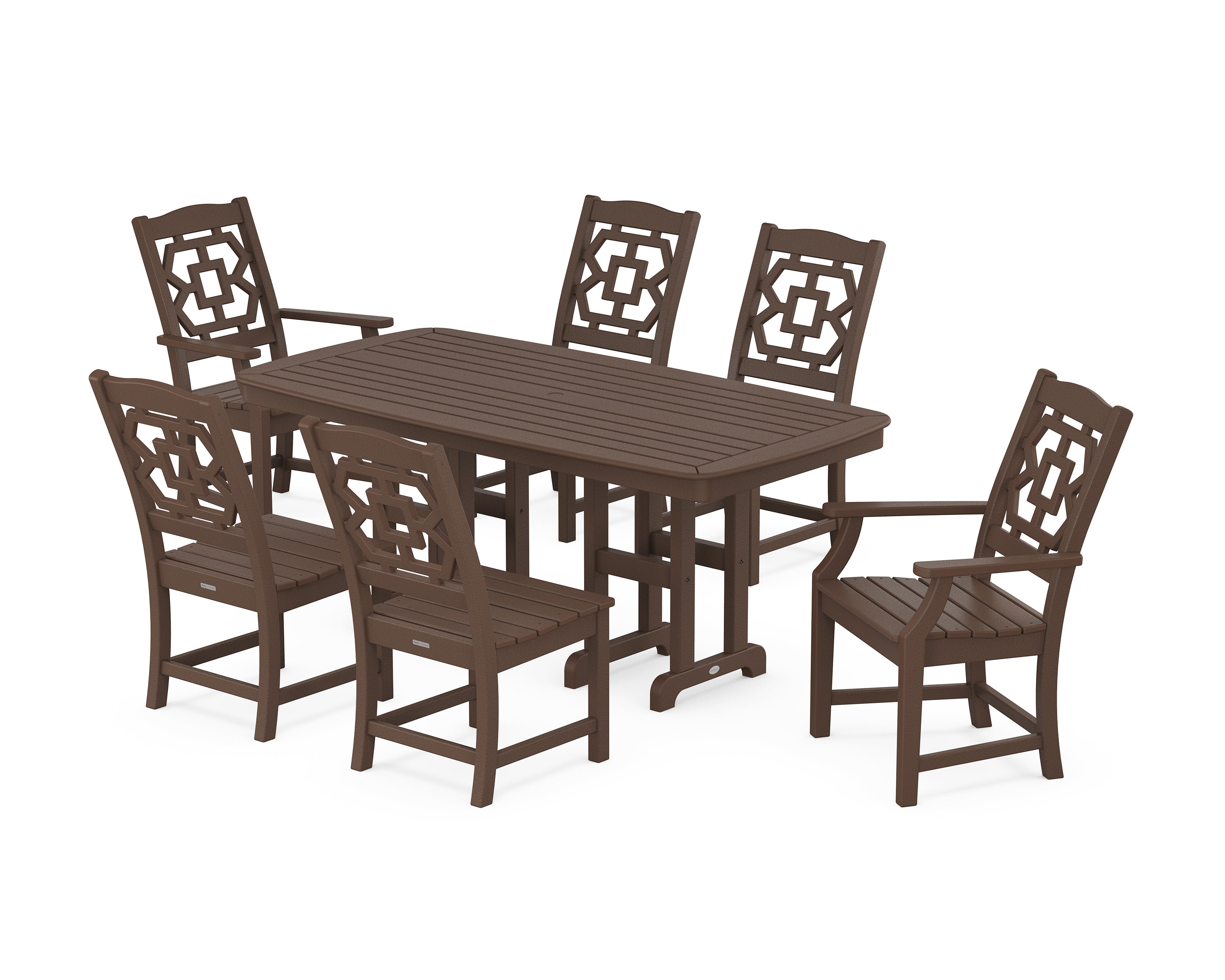 Martha Stewart by POLYWOOD® Chinoiserie 7-Piece Dining Set in Mahogany