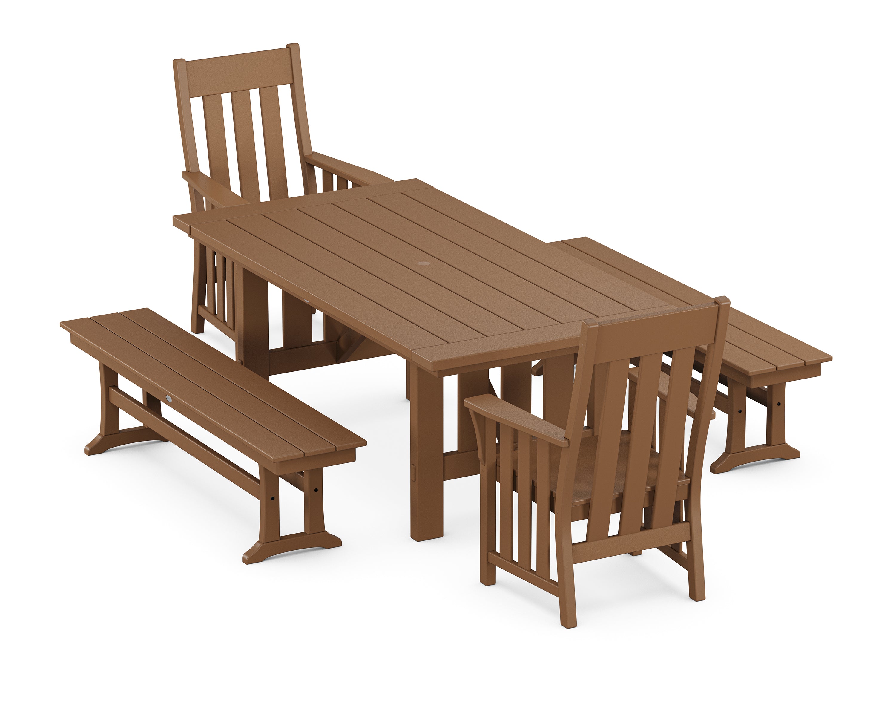 Martha Stewart by POLYWOOD Acadia 5-Piece Dining Set with Benches in Teak