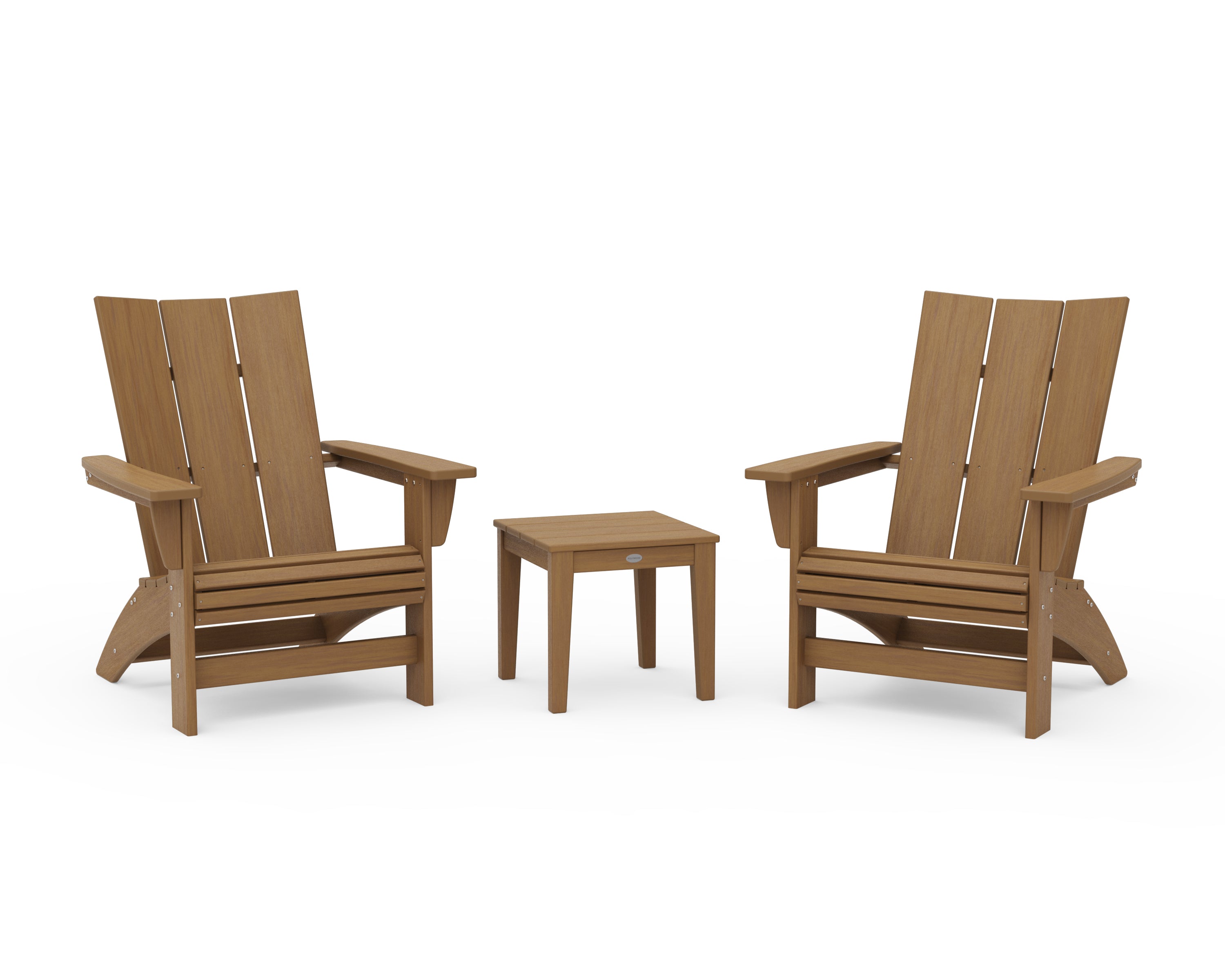 POLYWOOD 3-Piece Modern Grand Adirondack Set in Natural