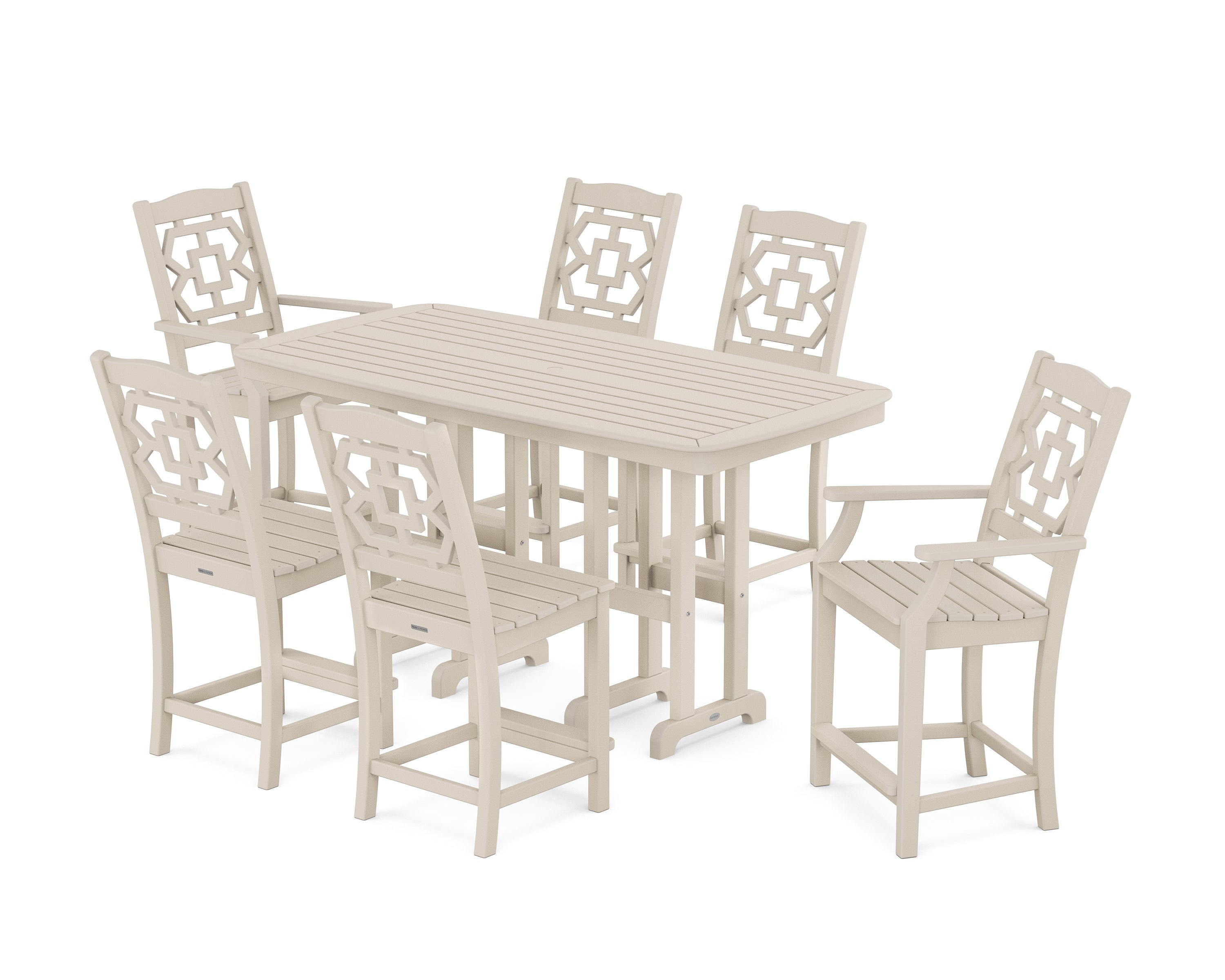 Martha Stewart by POLYWOOD Chinoiserie 7-Piece Counter Set in Sand