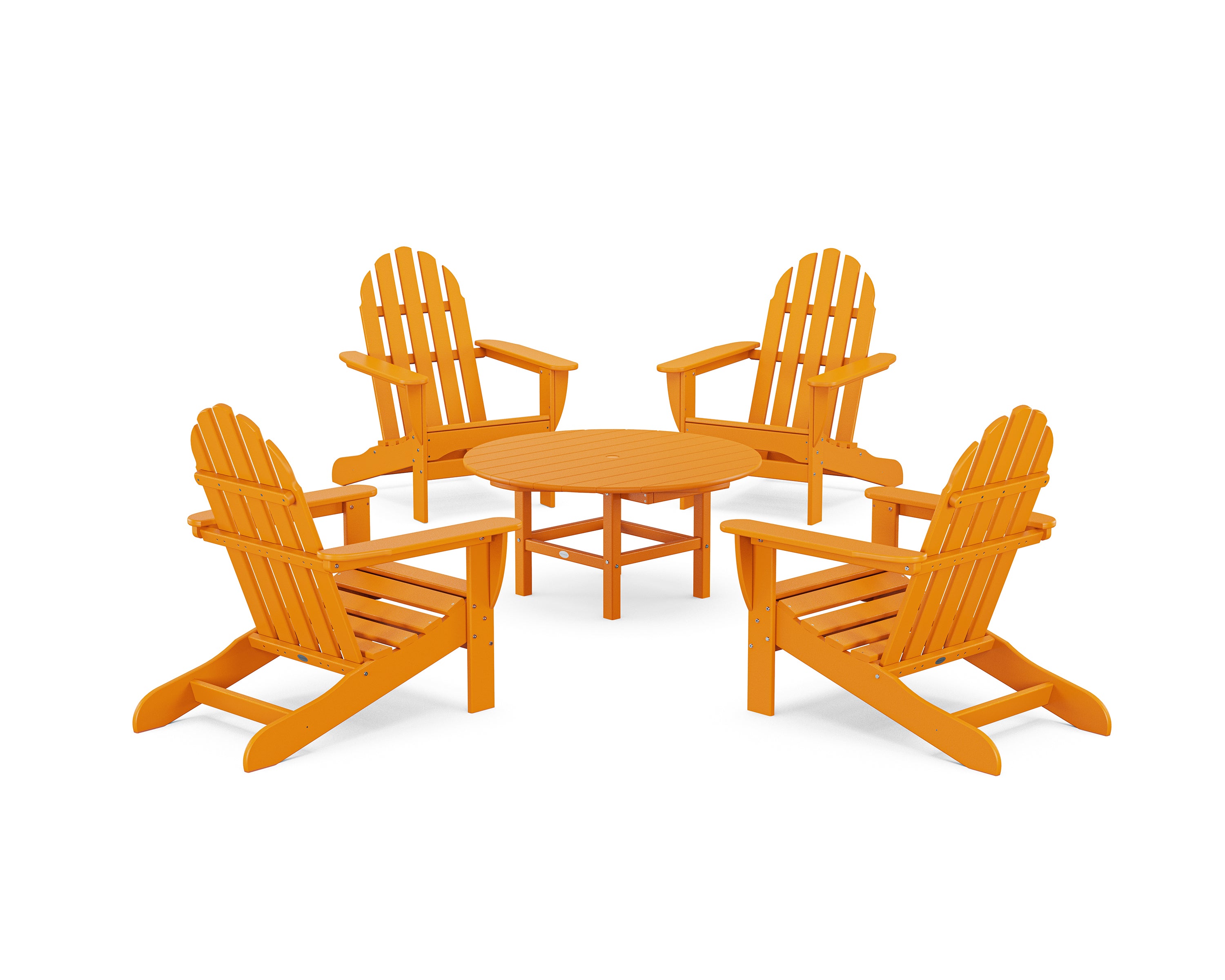 POLYWOOD Classic Adirondack 5-Piece Conversation Set in Tangerine
