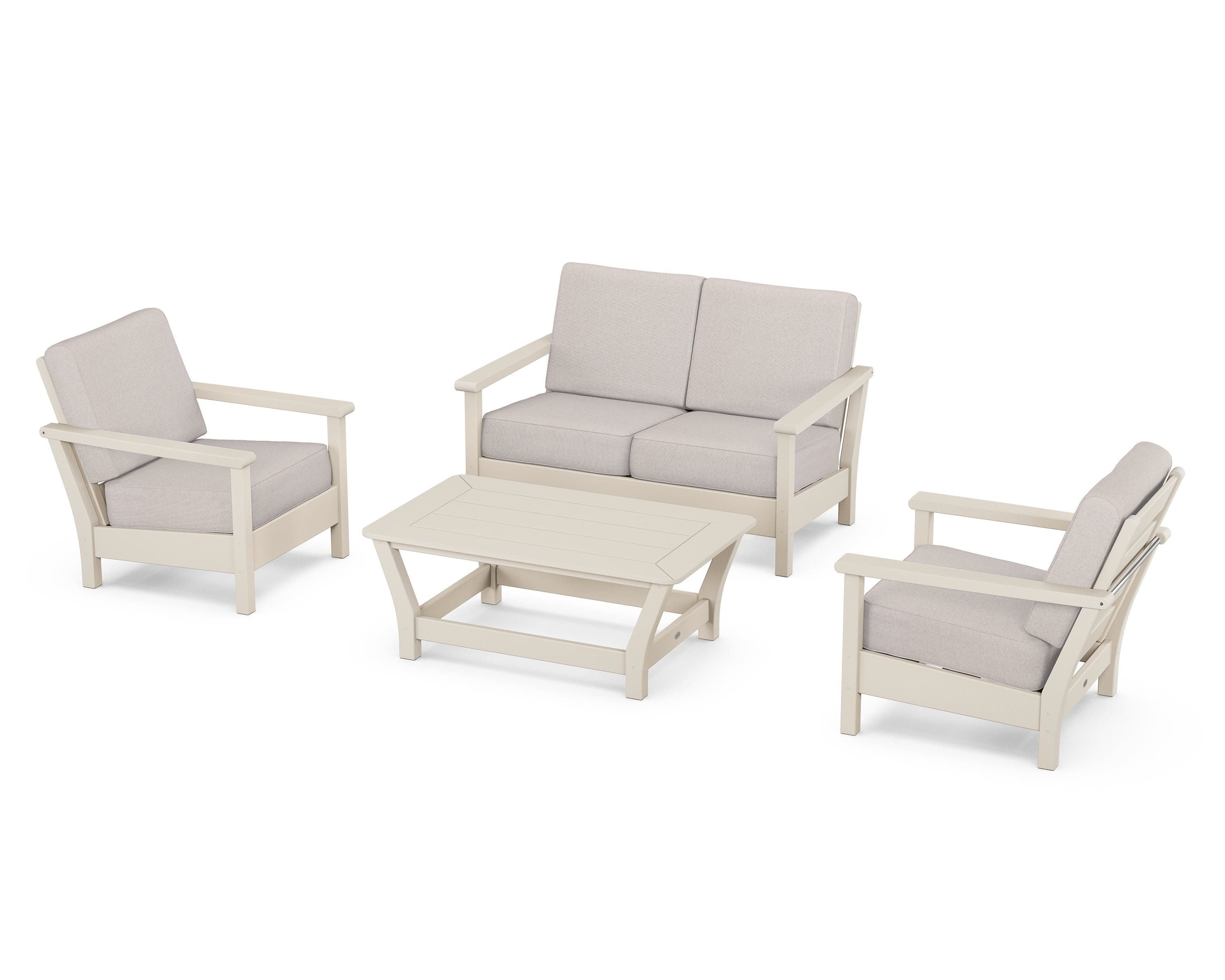POLYWOOD Harbour 4-Piece Deep Seating Set in Sand / Dune Burlap