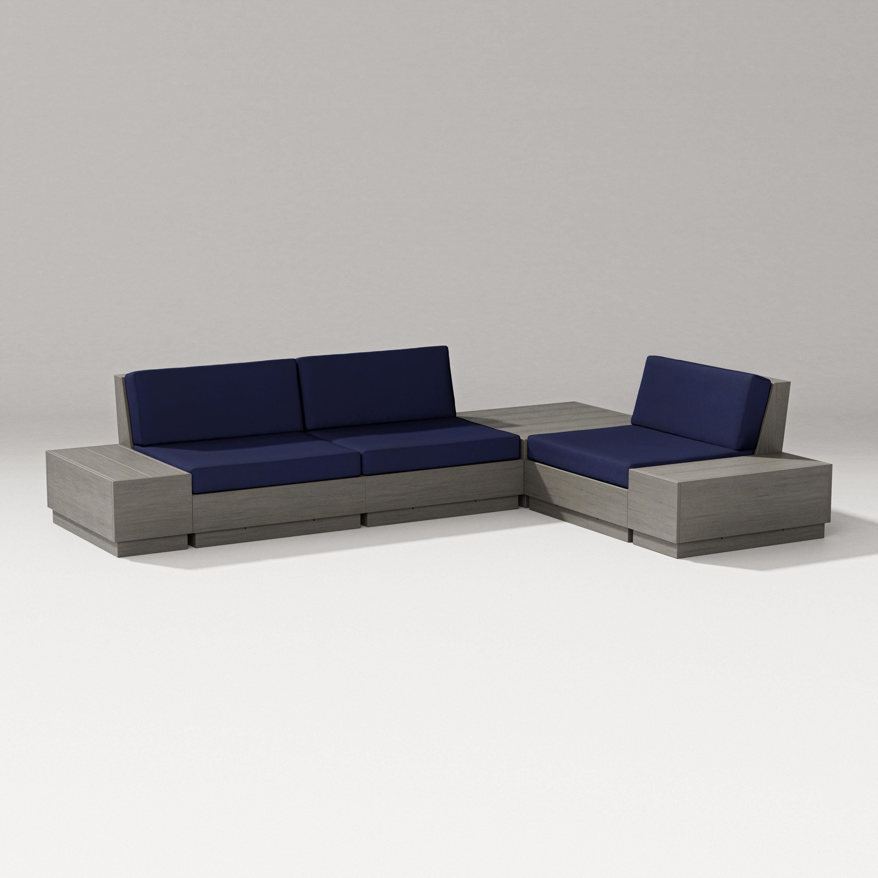 PW Designer Series Elevate 6-Piece Corner Sectional in Driftwood / Navy