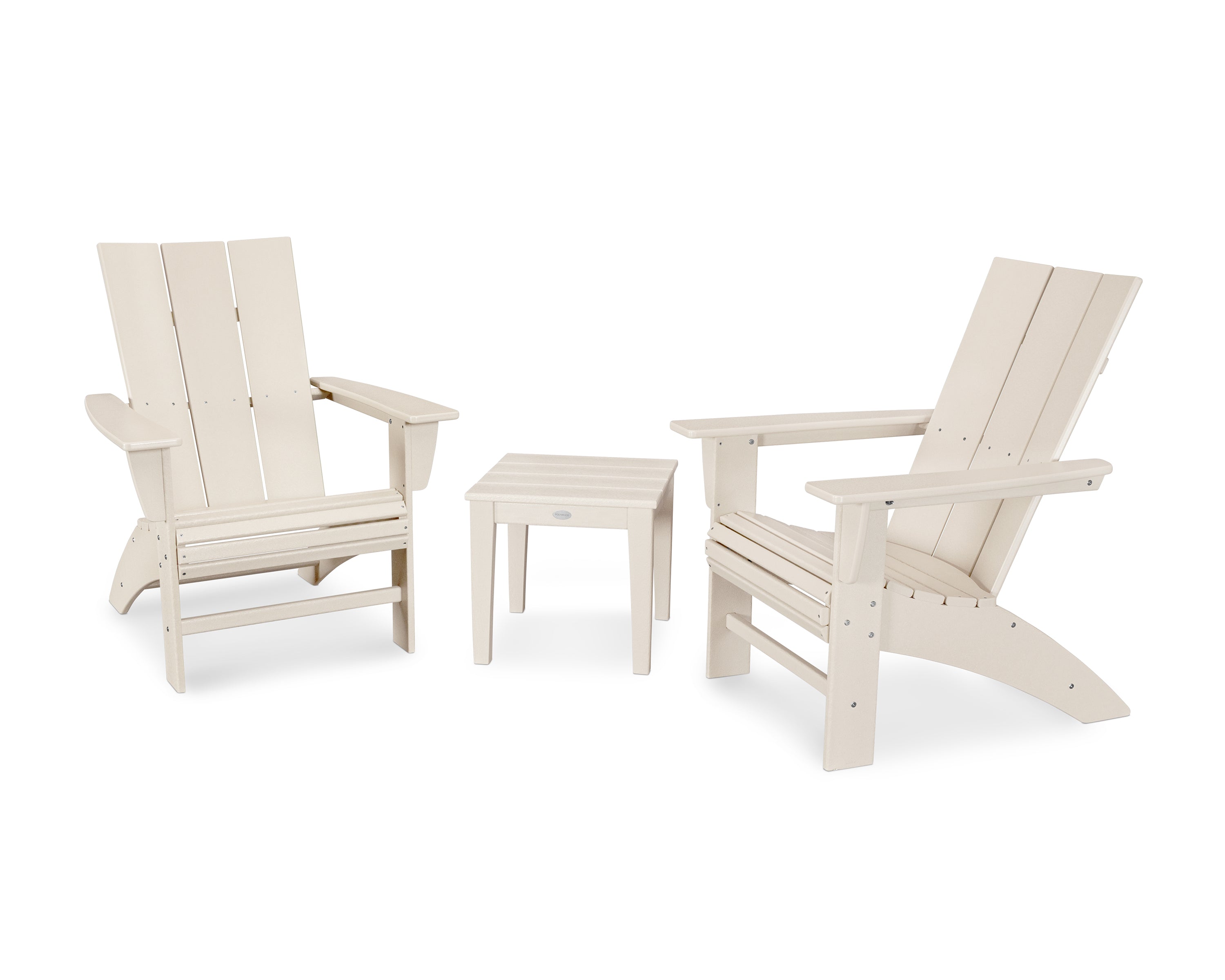 POLYWOOD Modern 3-Piece Curveback Adirondack Set in Sand