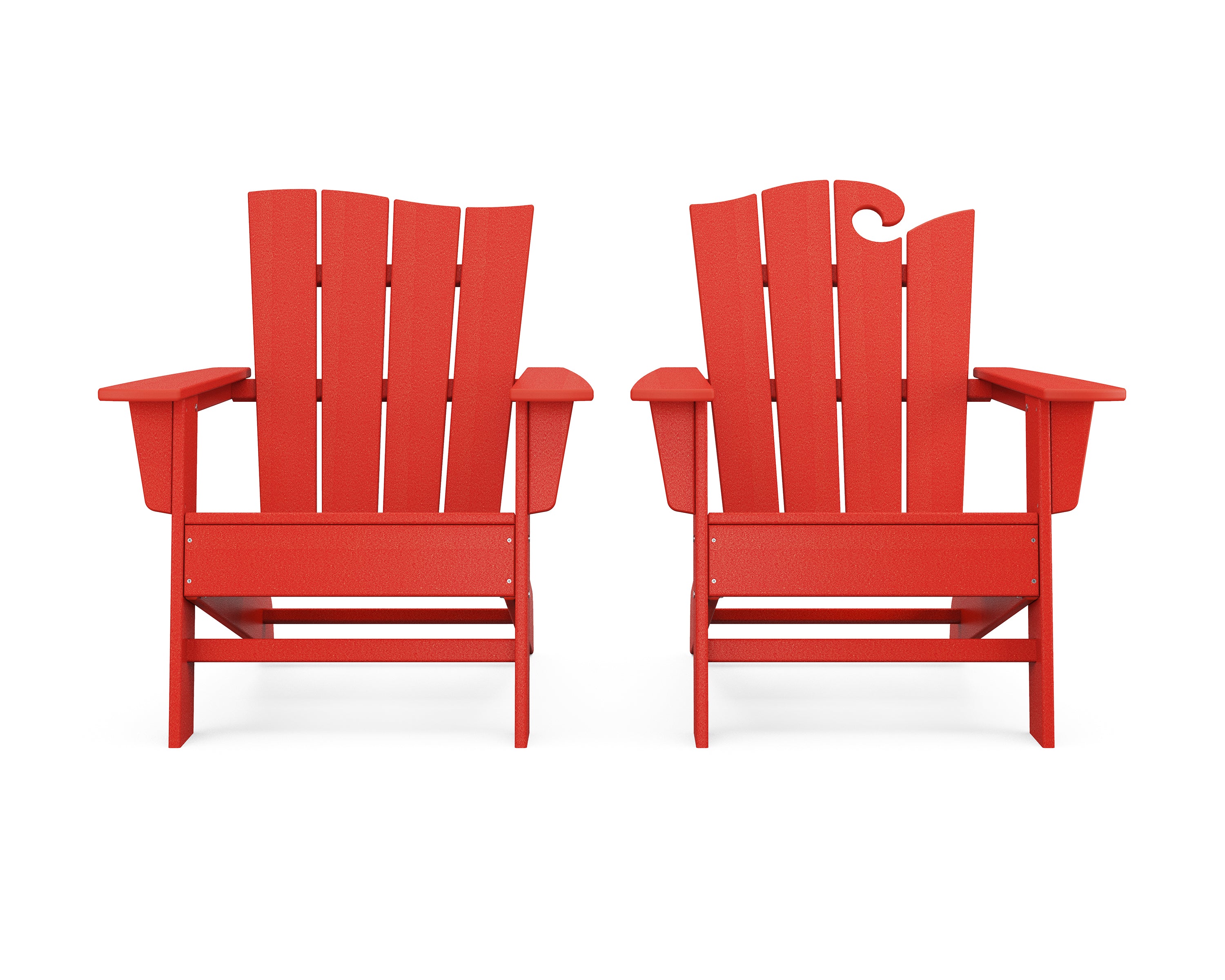 POLYWOOD® Wave 2-Piece Adirondack Set with The Wave Chair Left in Sunset Red
