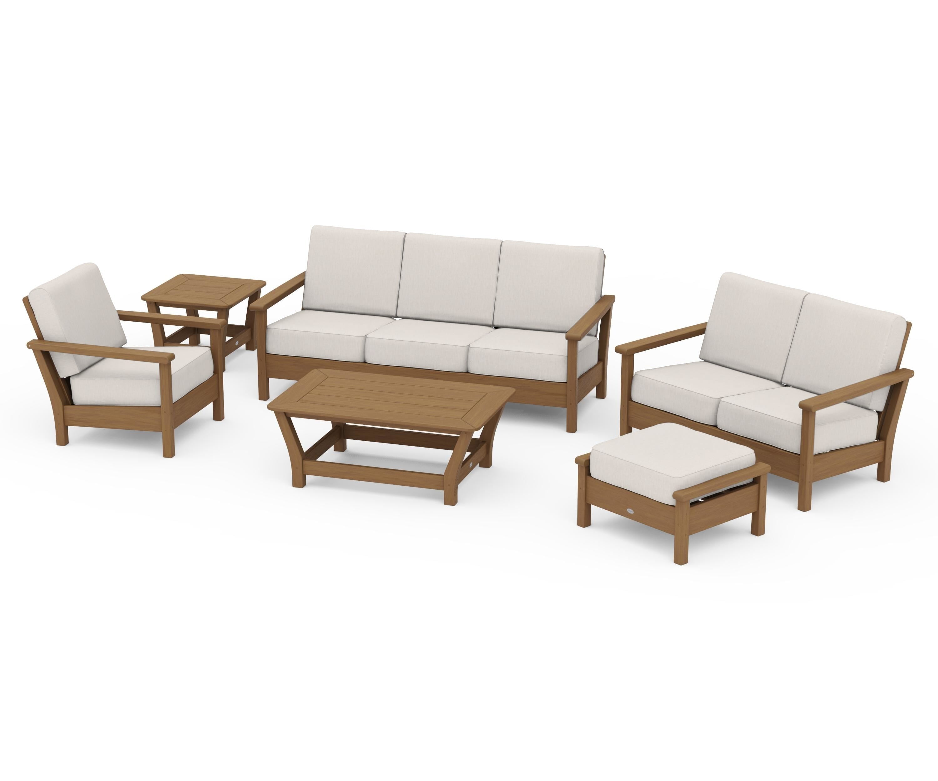 POLYWOOD Harbour 6-Piece Outdoor Living Set in Natural / Cast Ash