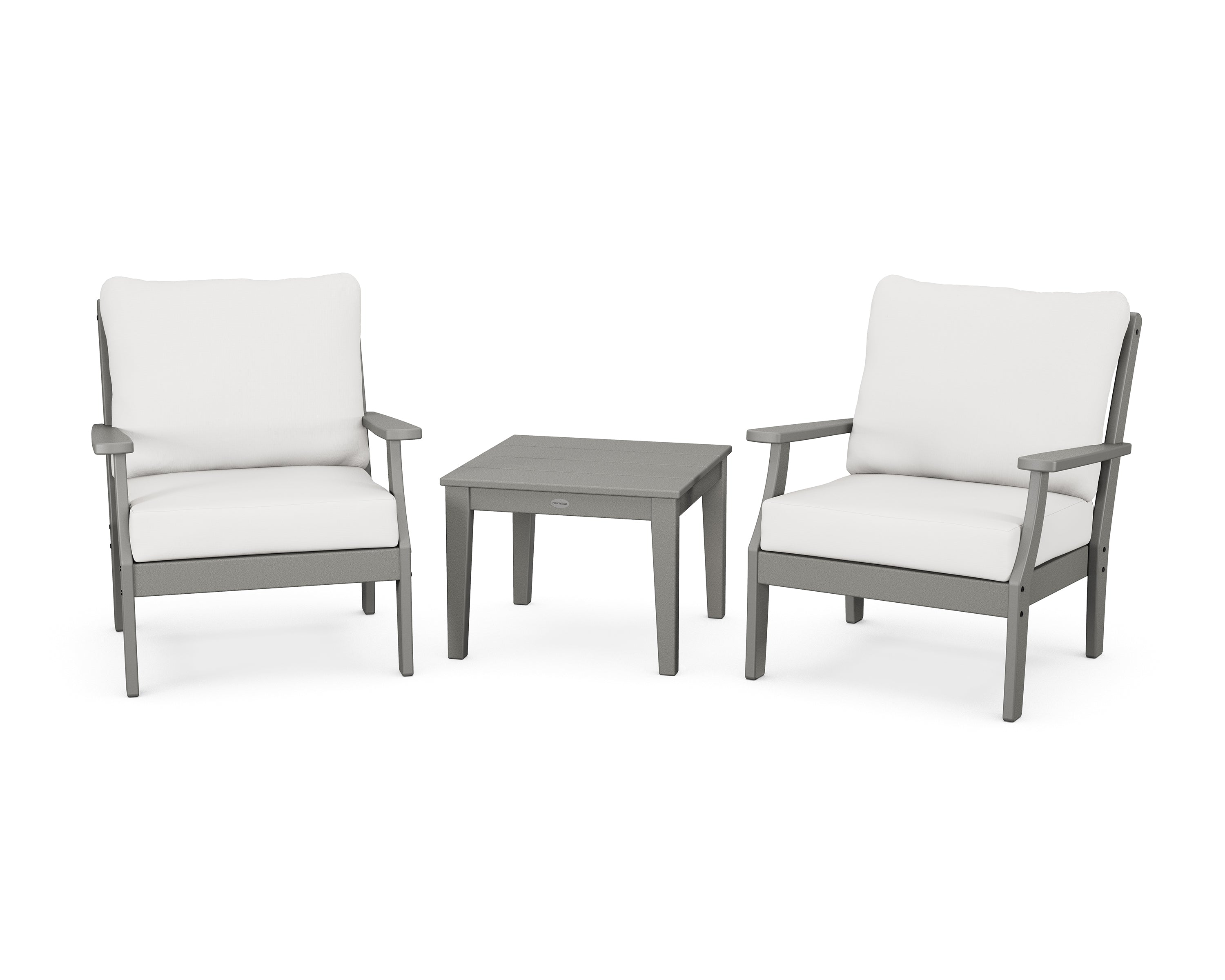 POLYWOOD Braxton 3-Piece Deep Seating Set in Slate Grey / Natural Linen
