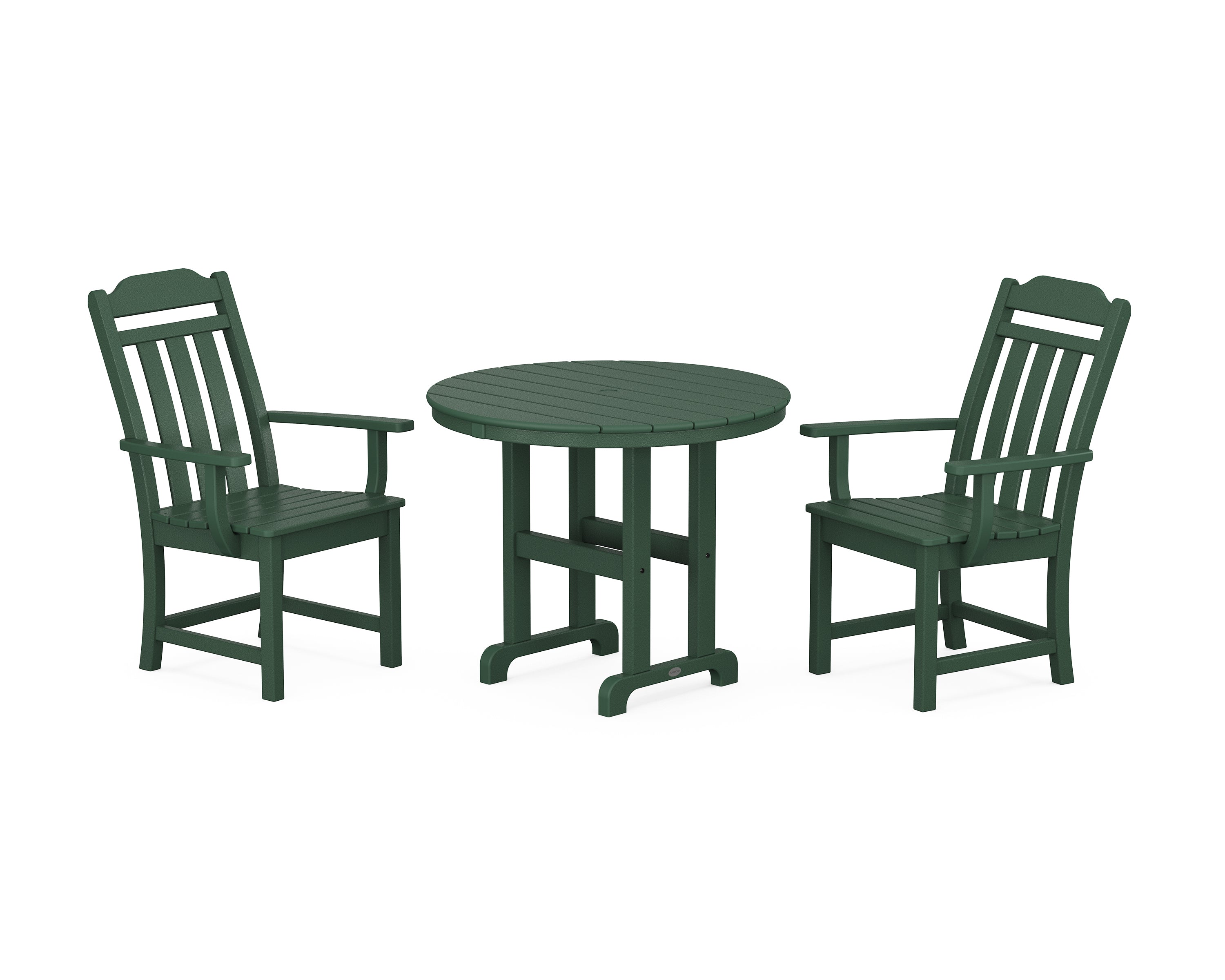 Polywood Country Living 3-Piece Farmhouse Dining Set in Green