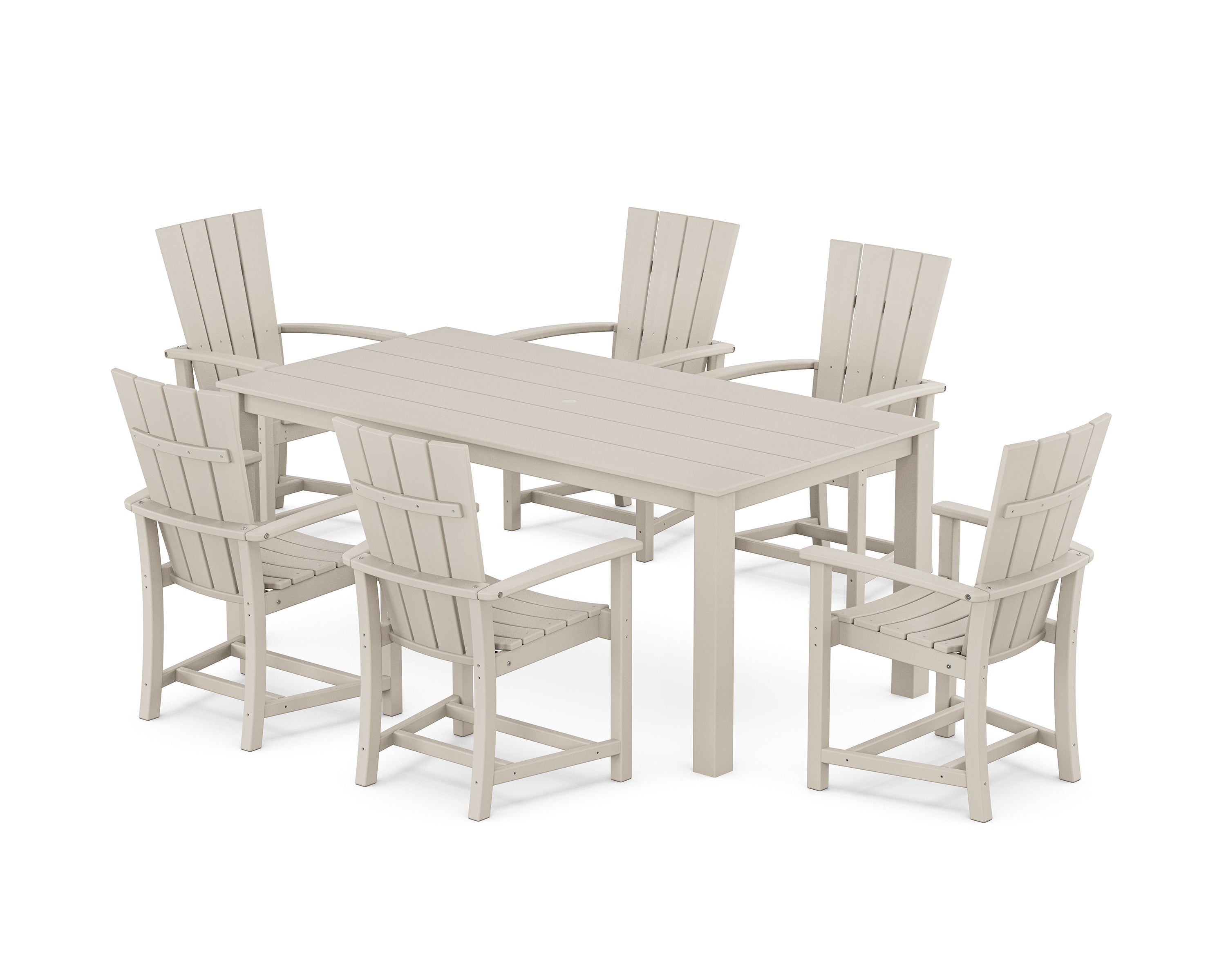 POLYWOOD Quattro 7-Piece Parsons Dining Set in Sand