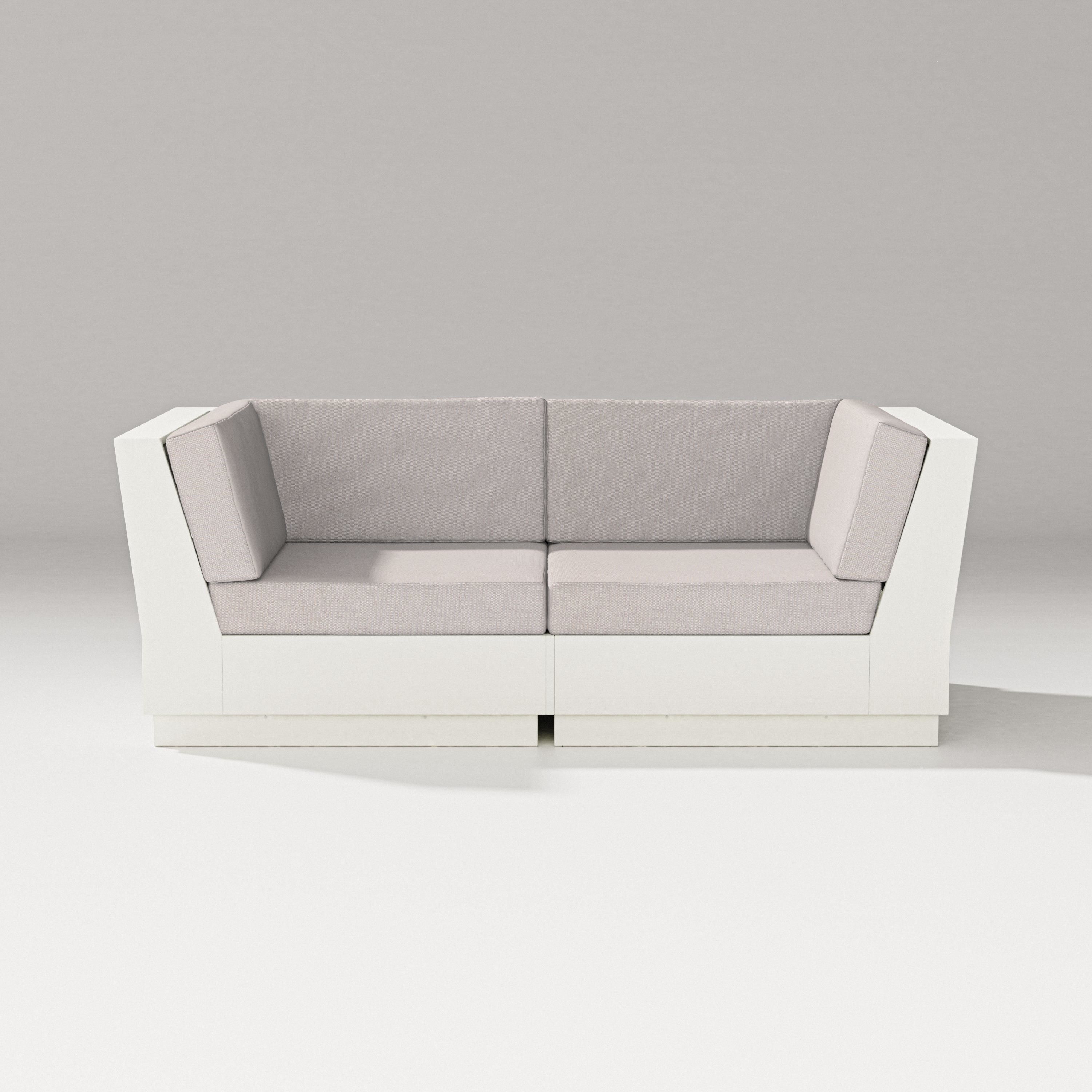 PW Designer Series Elevate Loveseat Sectional in Vintage White / Dune Burlap
