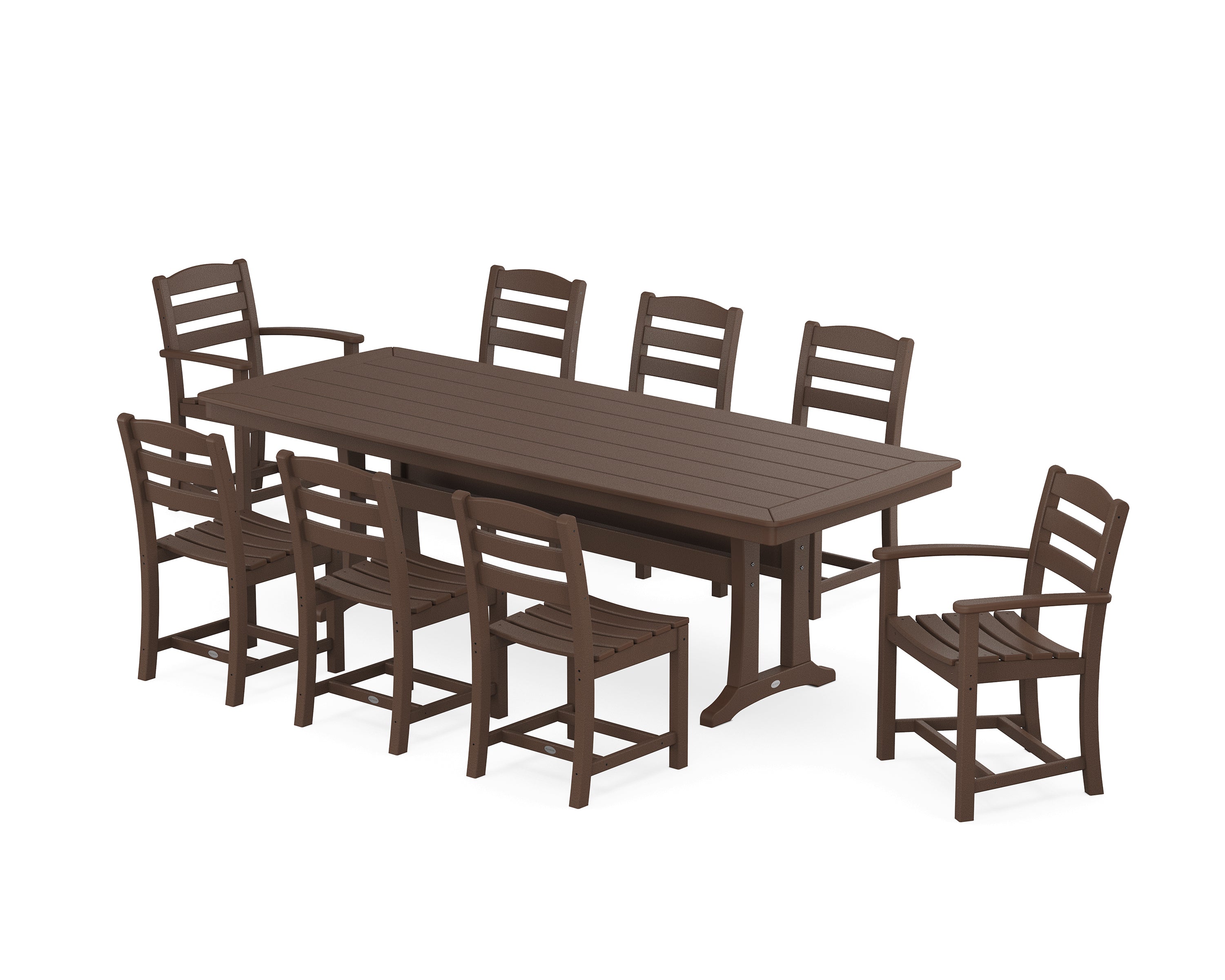 POLYWOOD La Casa Café 9-Piece Dining Set with Trestle Legs in Mahogany