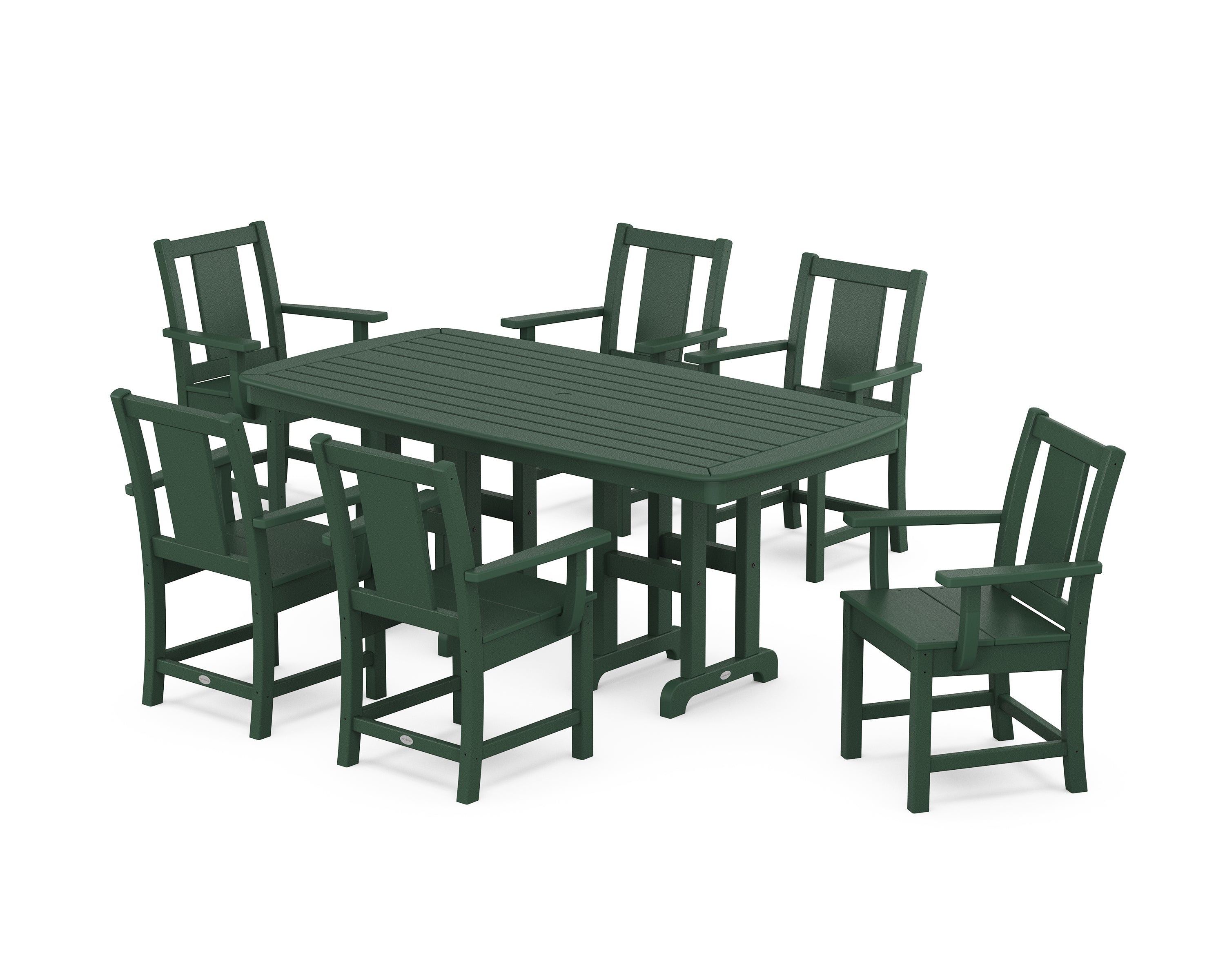 POLYWOOD Prairie Arm Chair 7-Piece Dining Set in Green