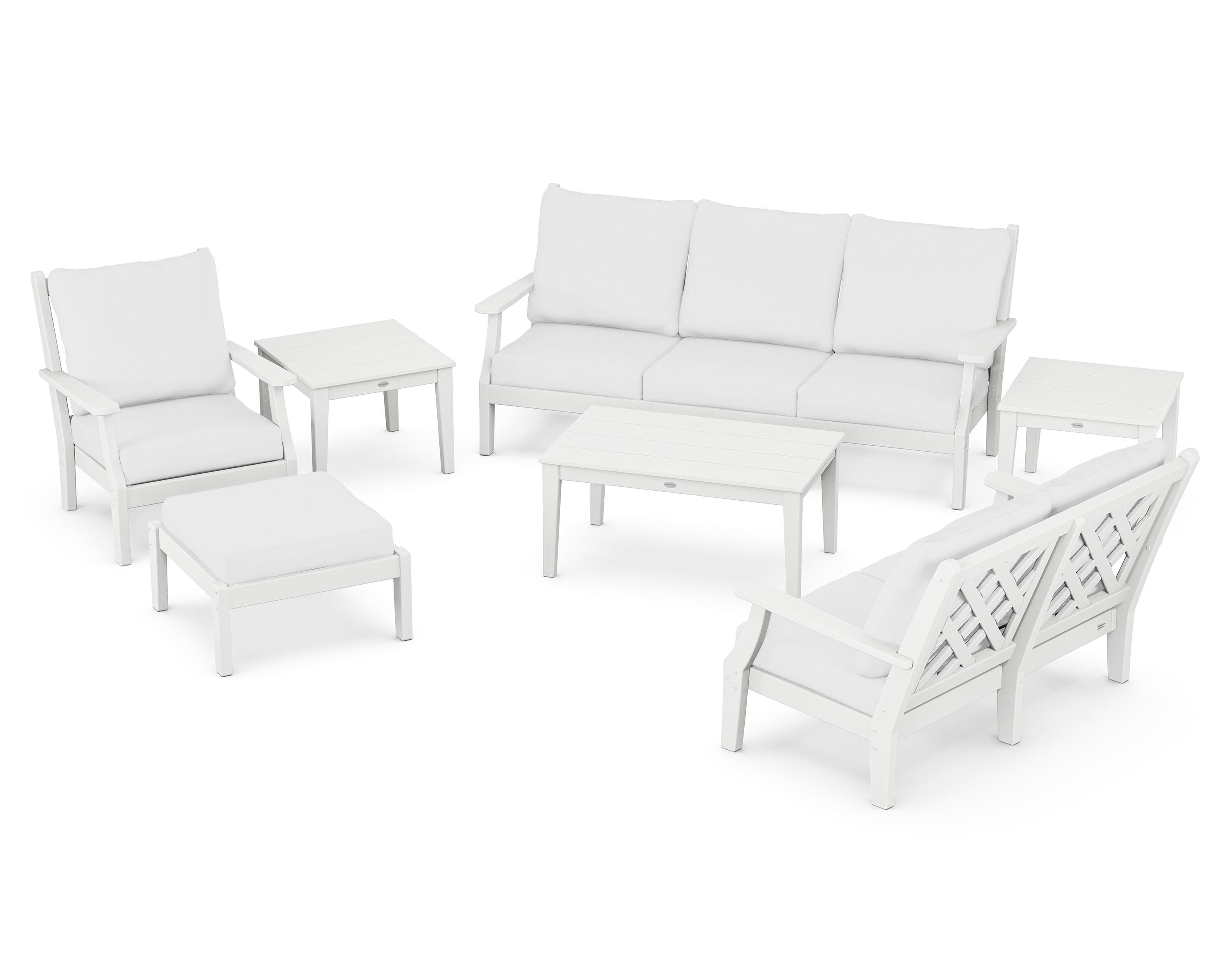 Country Living Wovendale 7-Piece Deep Seating Set in White / Natural